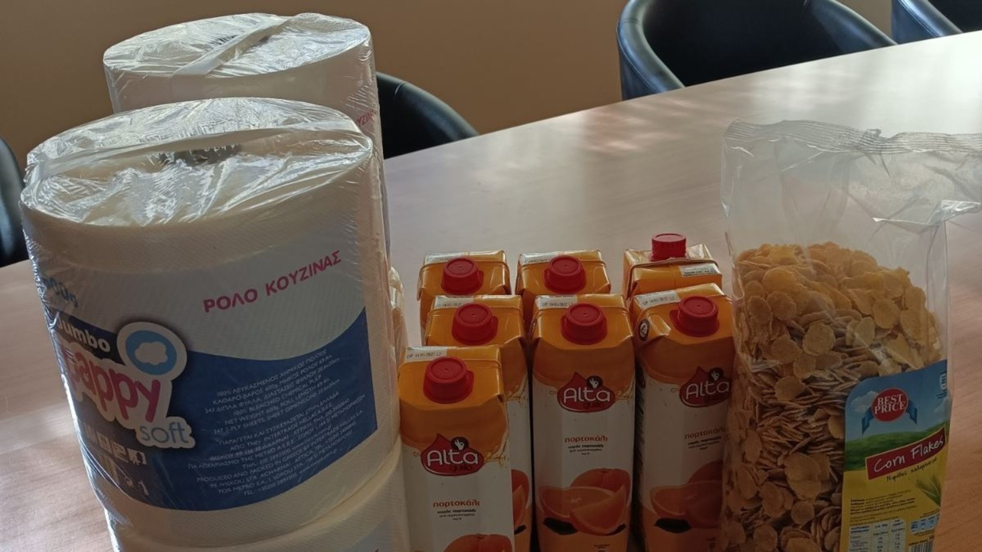 photo of previous delivery products arriving at charity