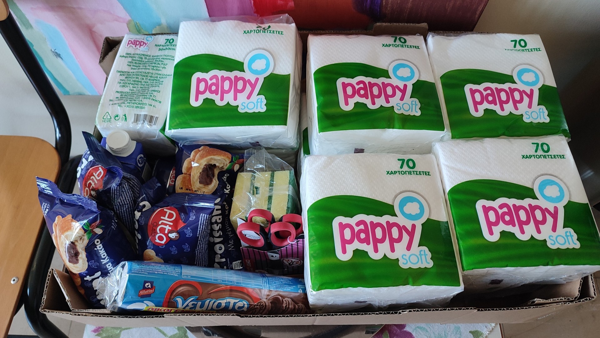 photo of previous delivery products arriving at charity
