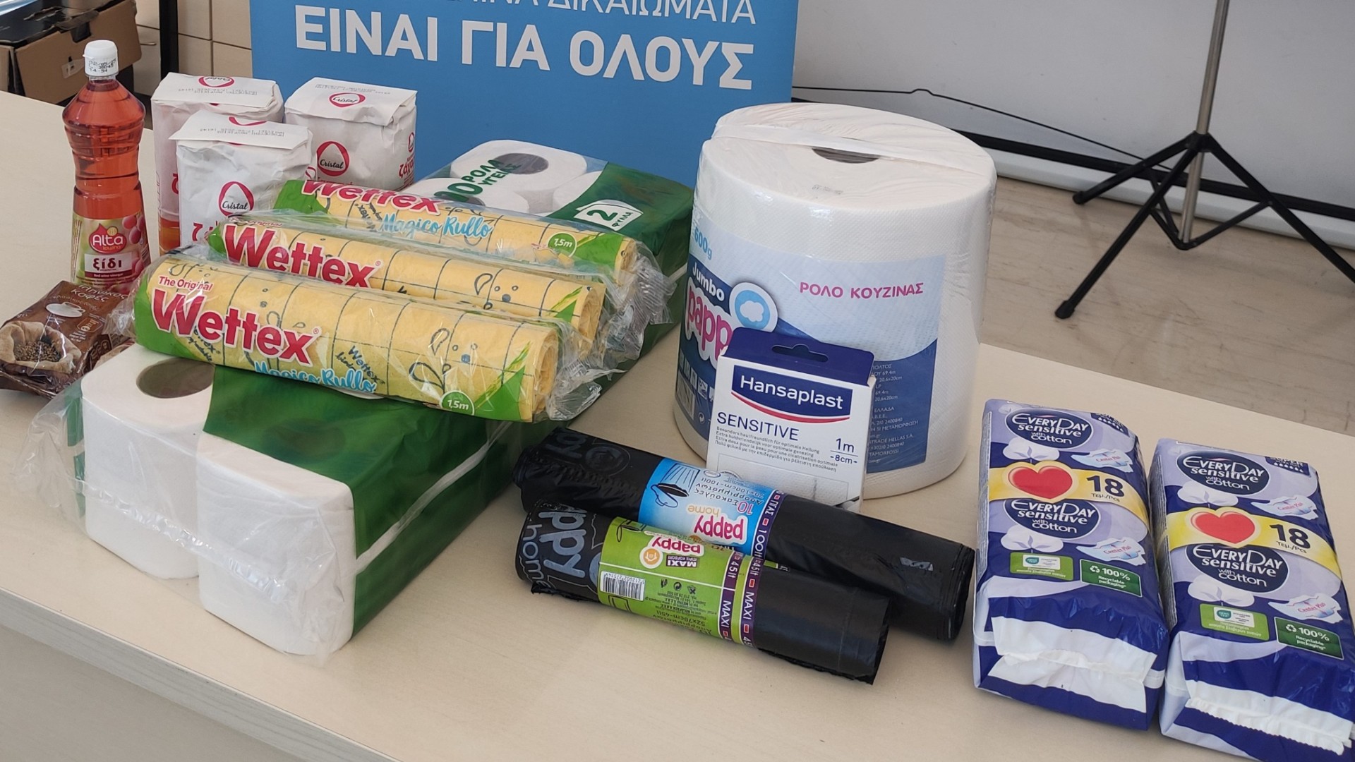 photo of previous delivery products arriving at charity