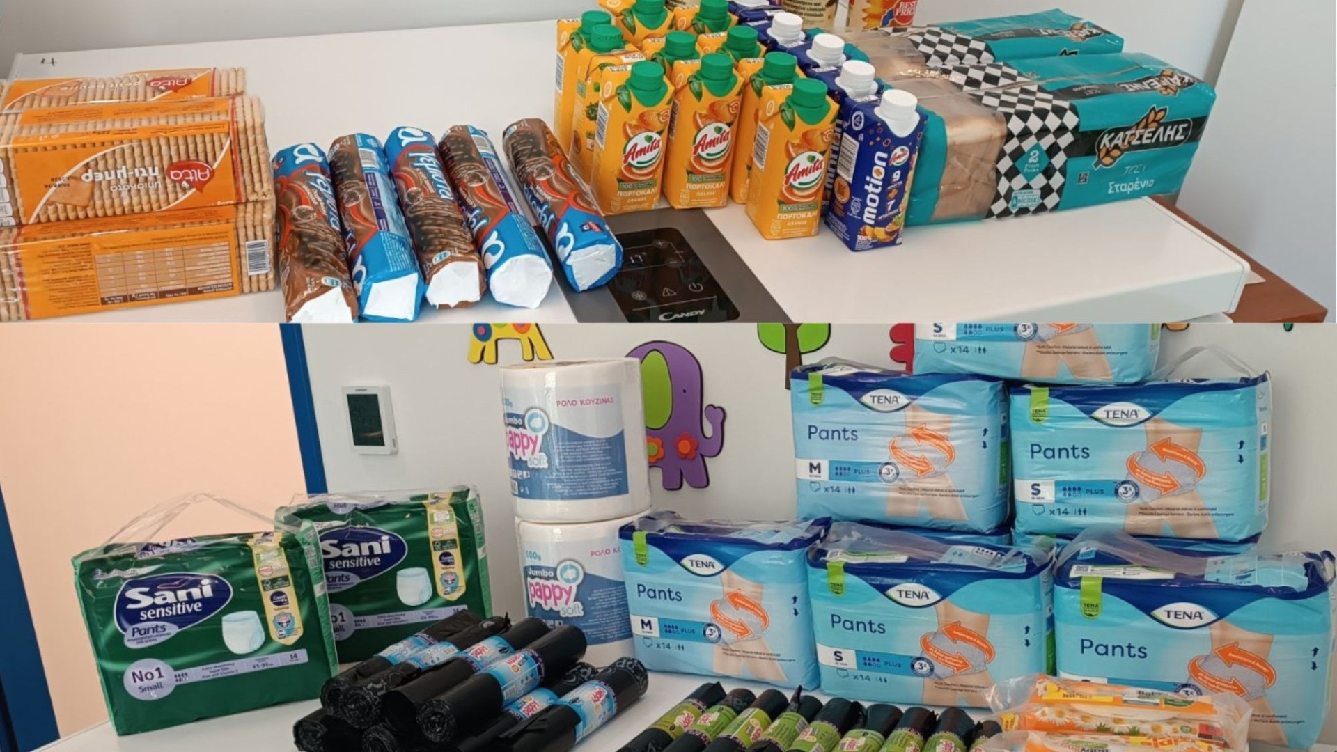 photo of previous delivery products arriving at charity