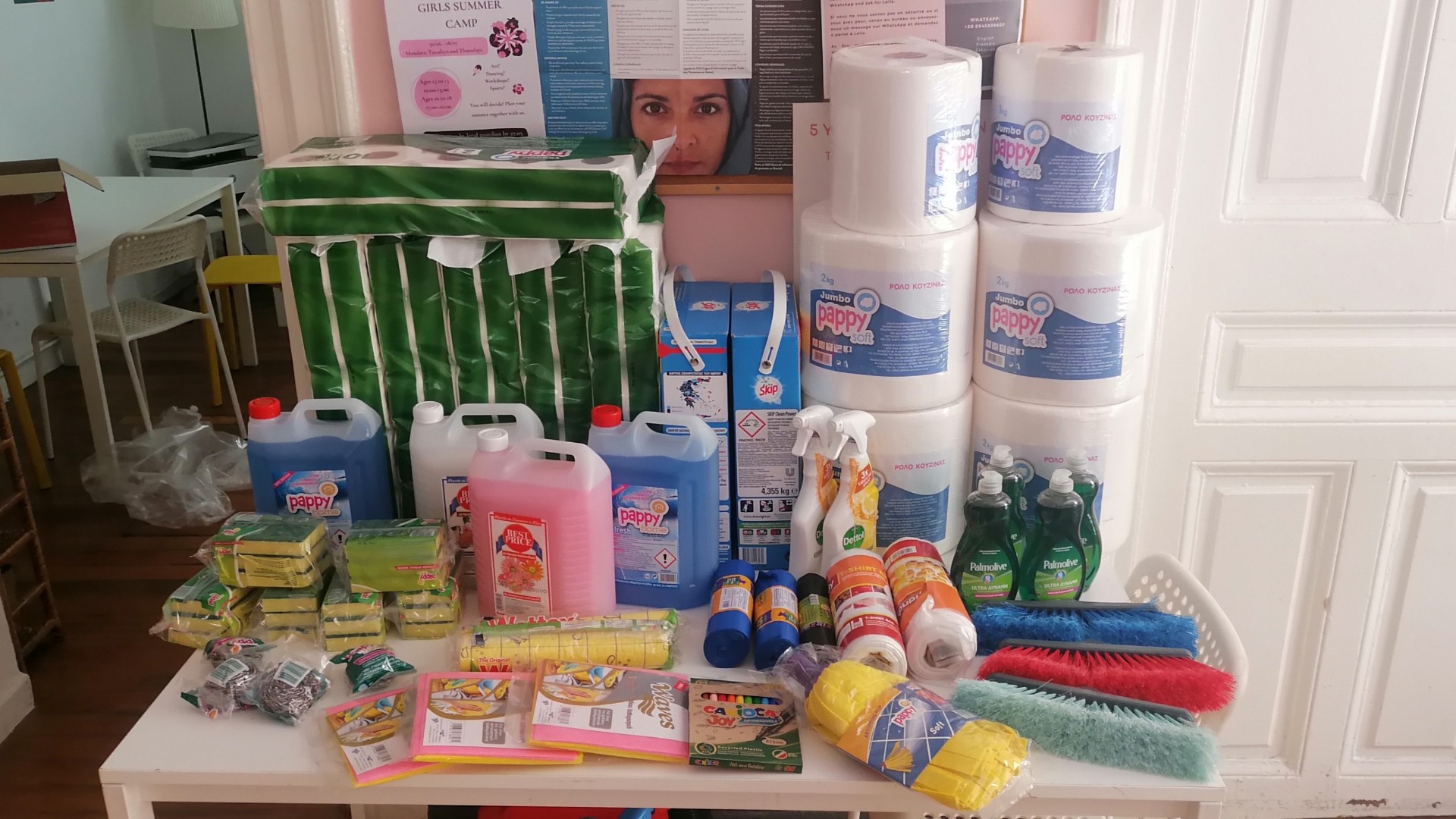 photo of previous delivery products arriving at charity