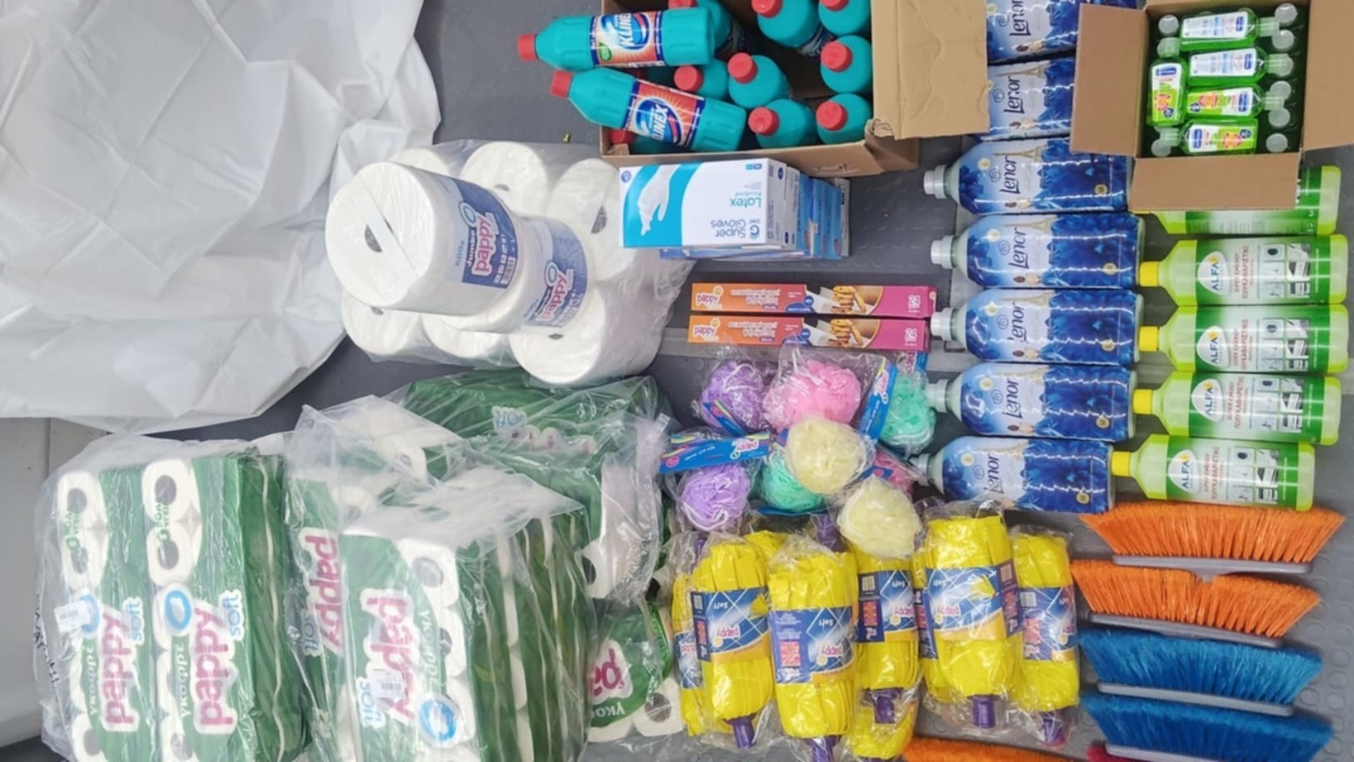 photo of previous delivery products arriving at charity