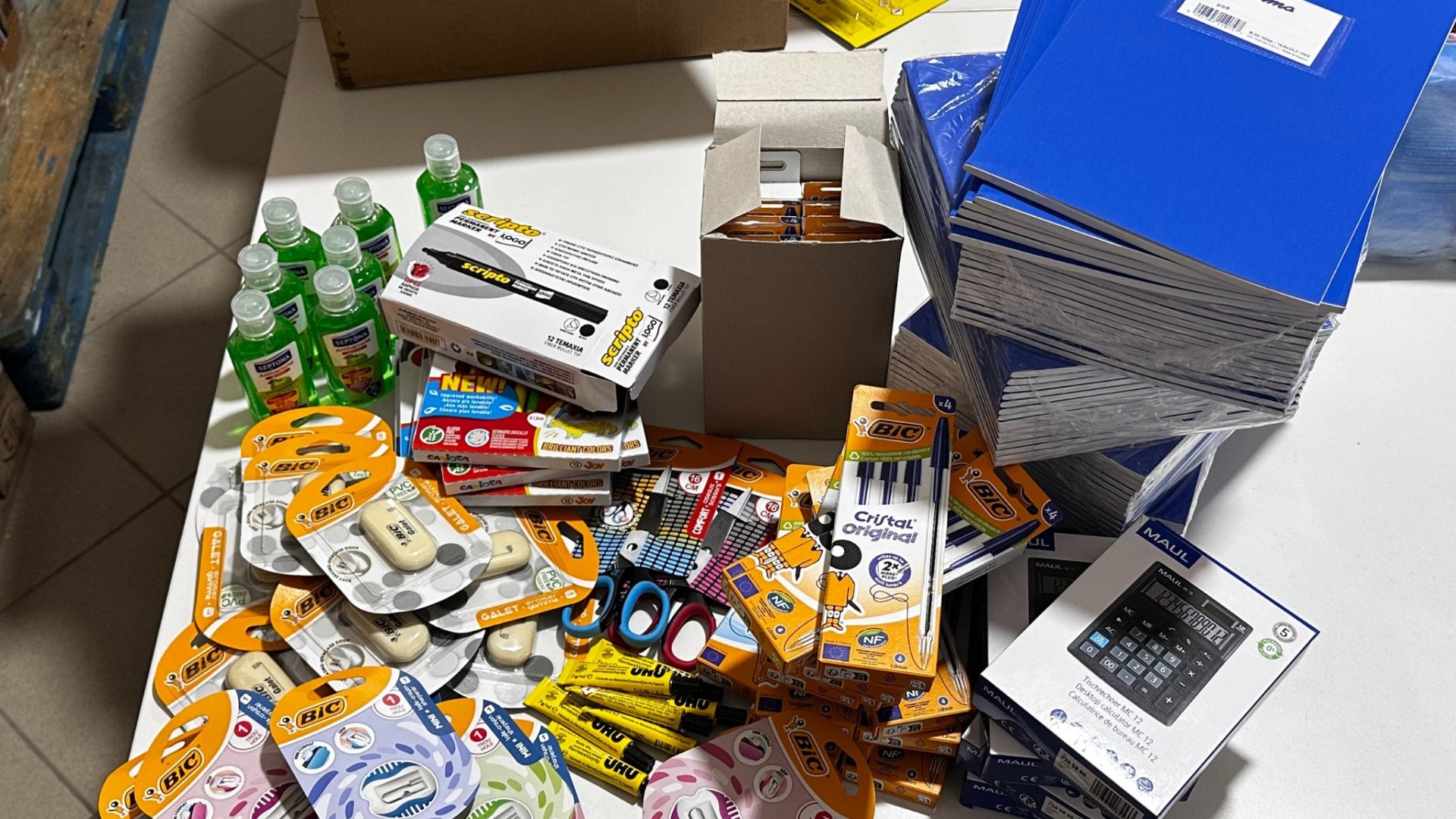 photo of previous delivery products arriving at charity