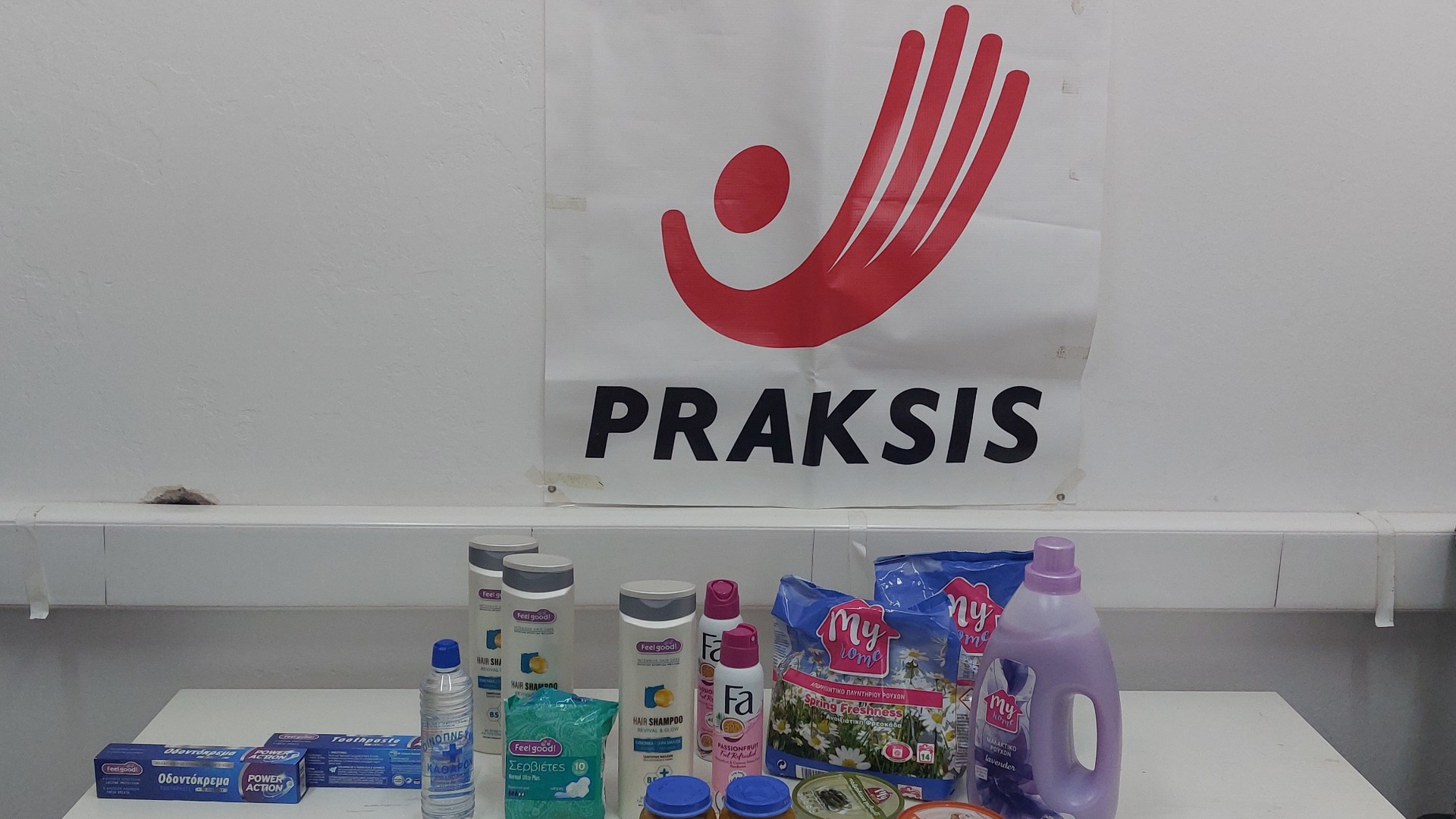 photo of previous delivery products arriving at charity