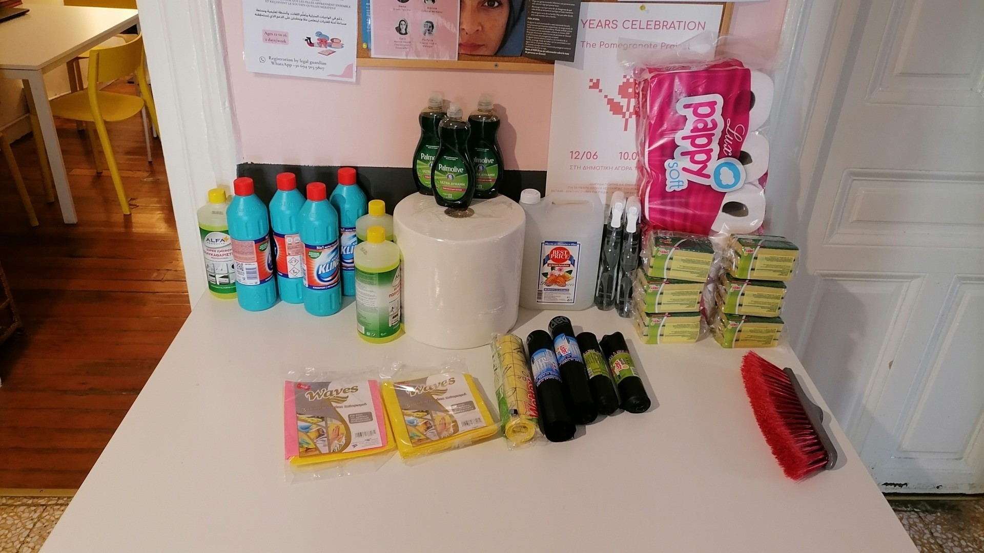 photo of previous delivery products arriving at charity