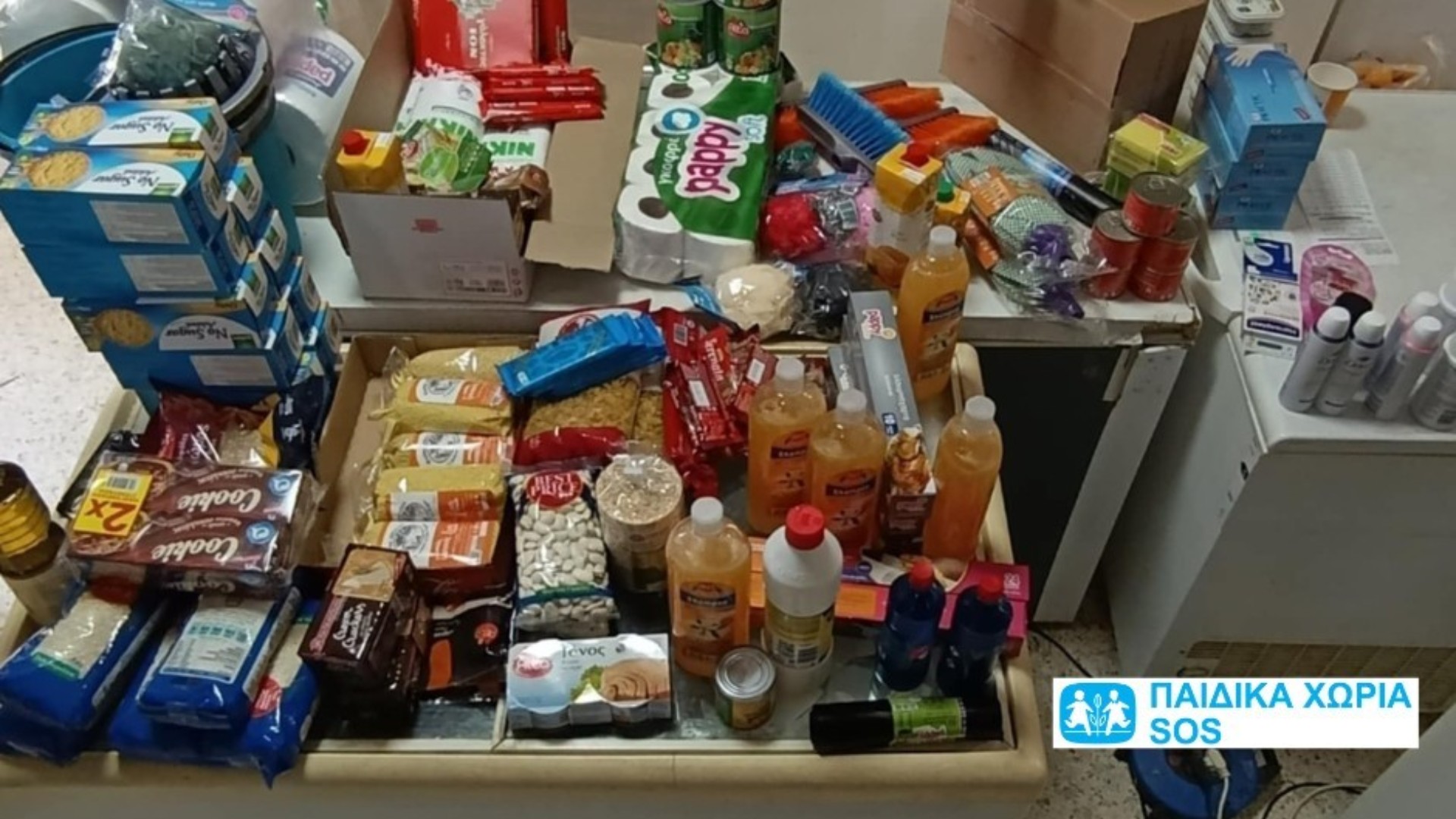 photo of previous delivery products arriving at charity