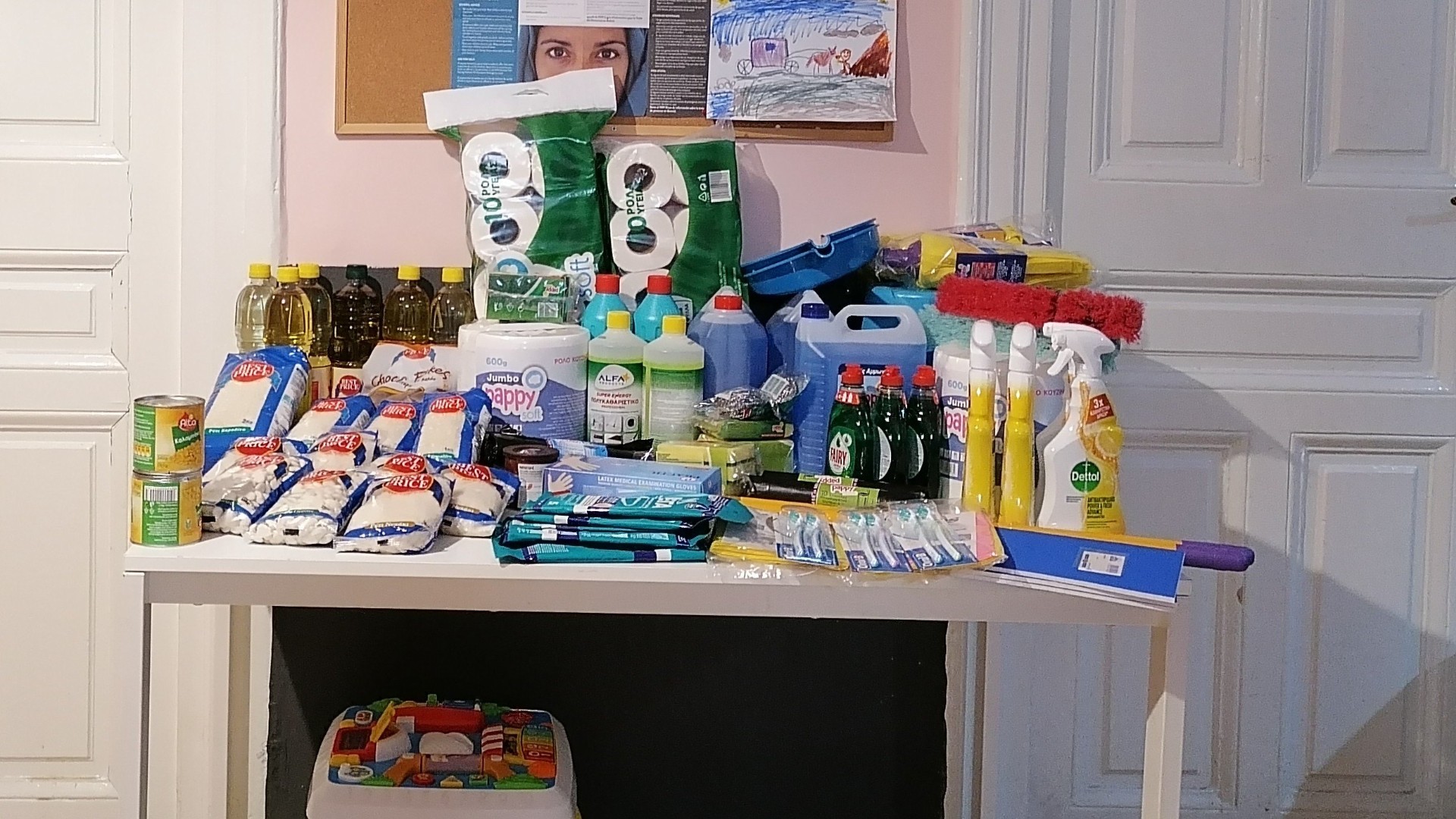 photo of previous delivery products arriving at charity