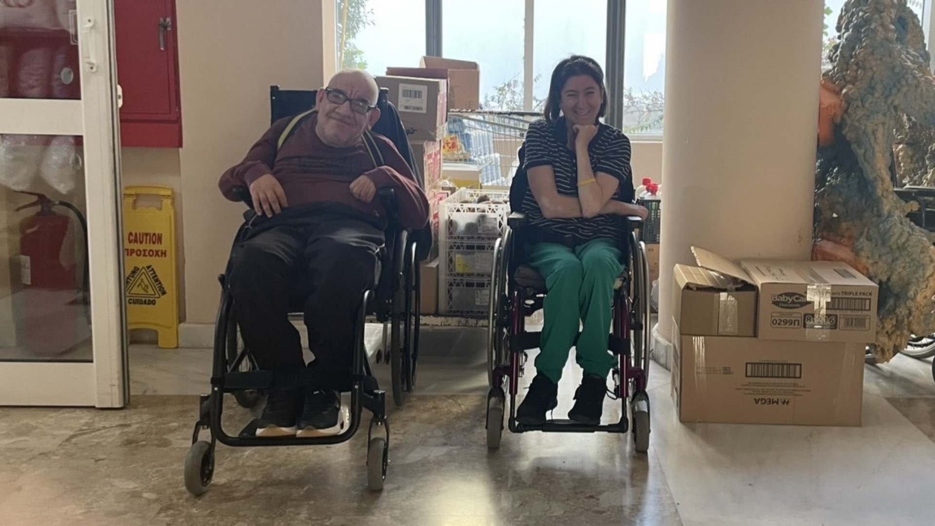 photo of previous delivery products arriving at charity