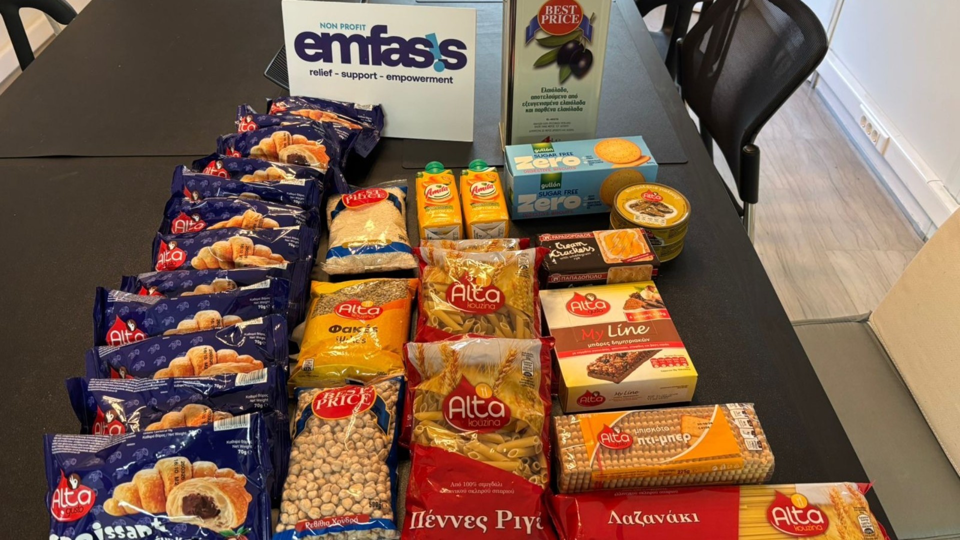 photo of previous delivery products arriving at charity