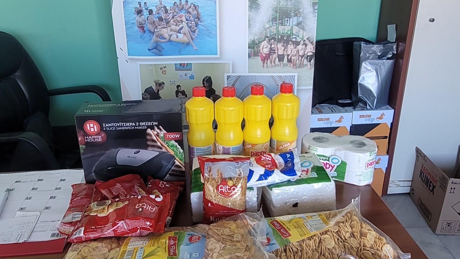 photo of previous delivery products arriving at charity