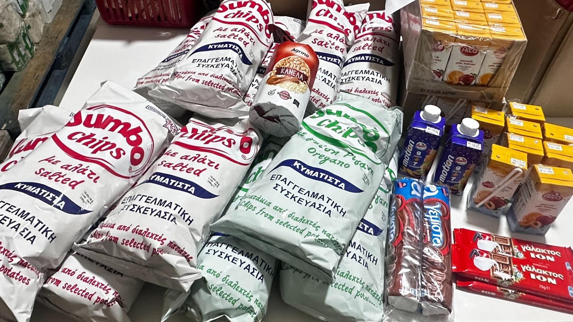 photo of previous delivery products arriving at charity