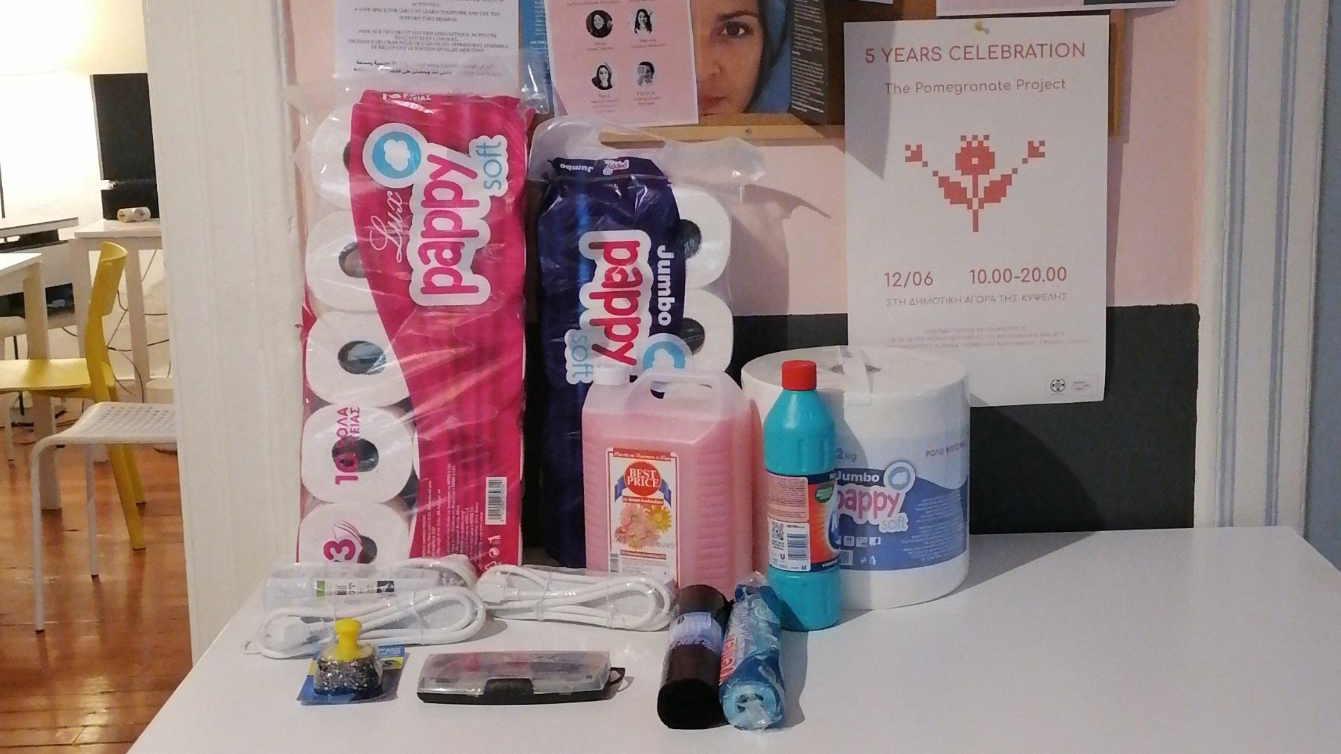 photo of previous delivery products arriving at charity