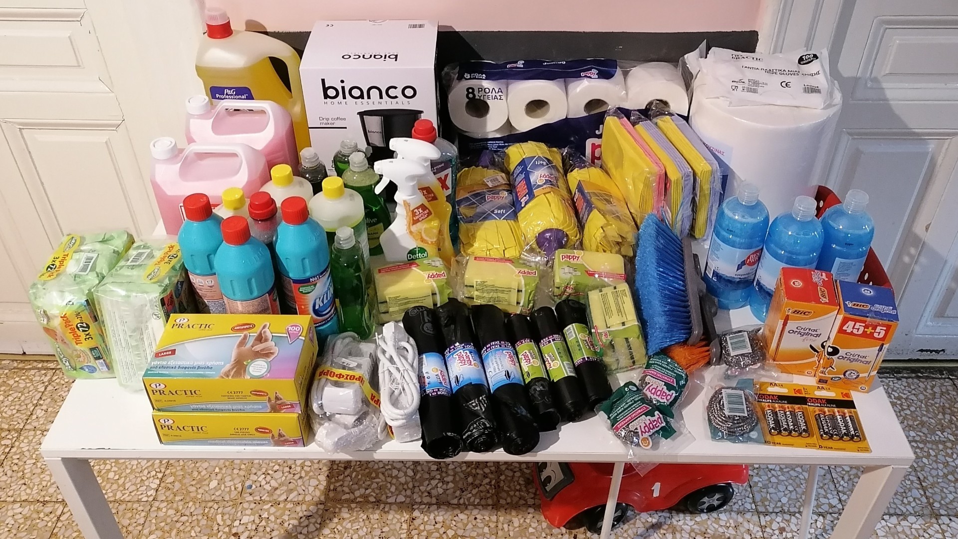 photo of previous delivery products arriving at charity