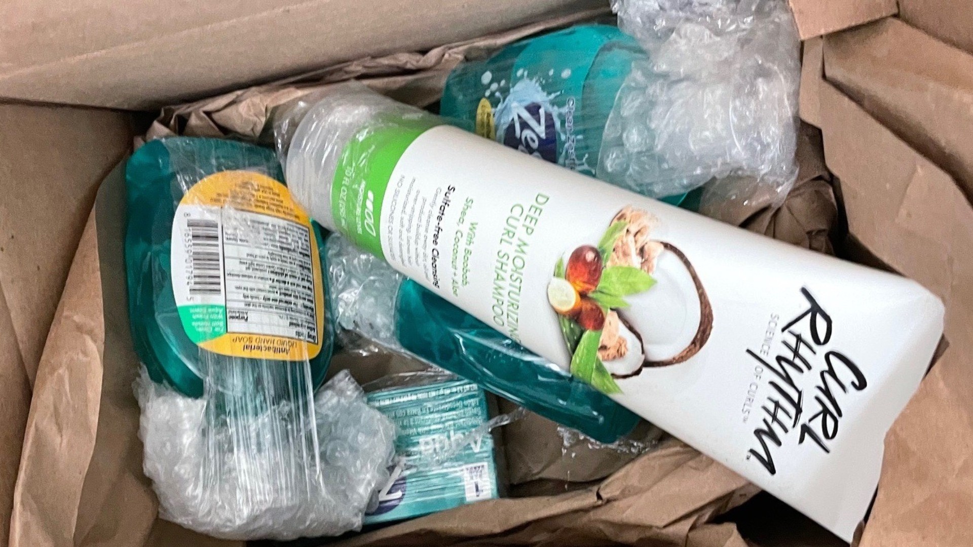 photo of previous delivery products arriving at charity