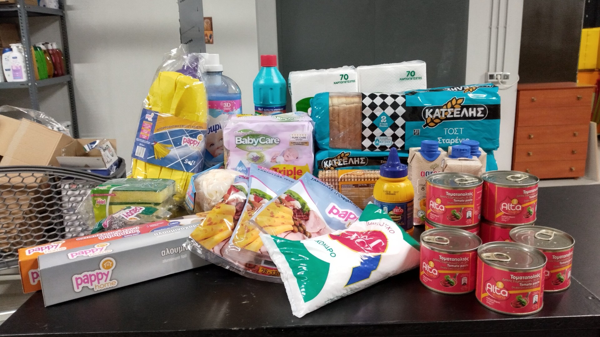 photo of previous delivery products arriving at charity