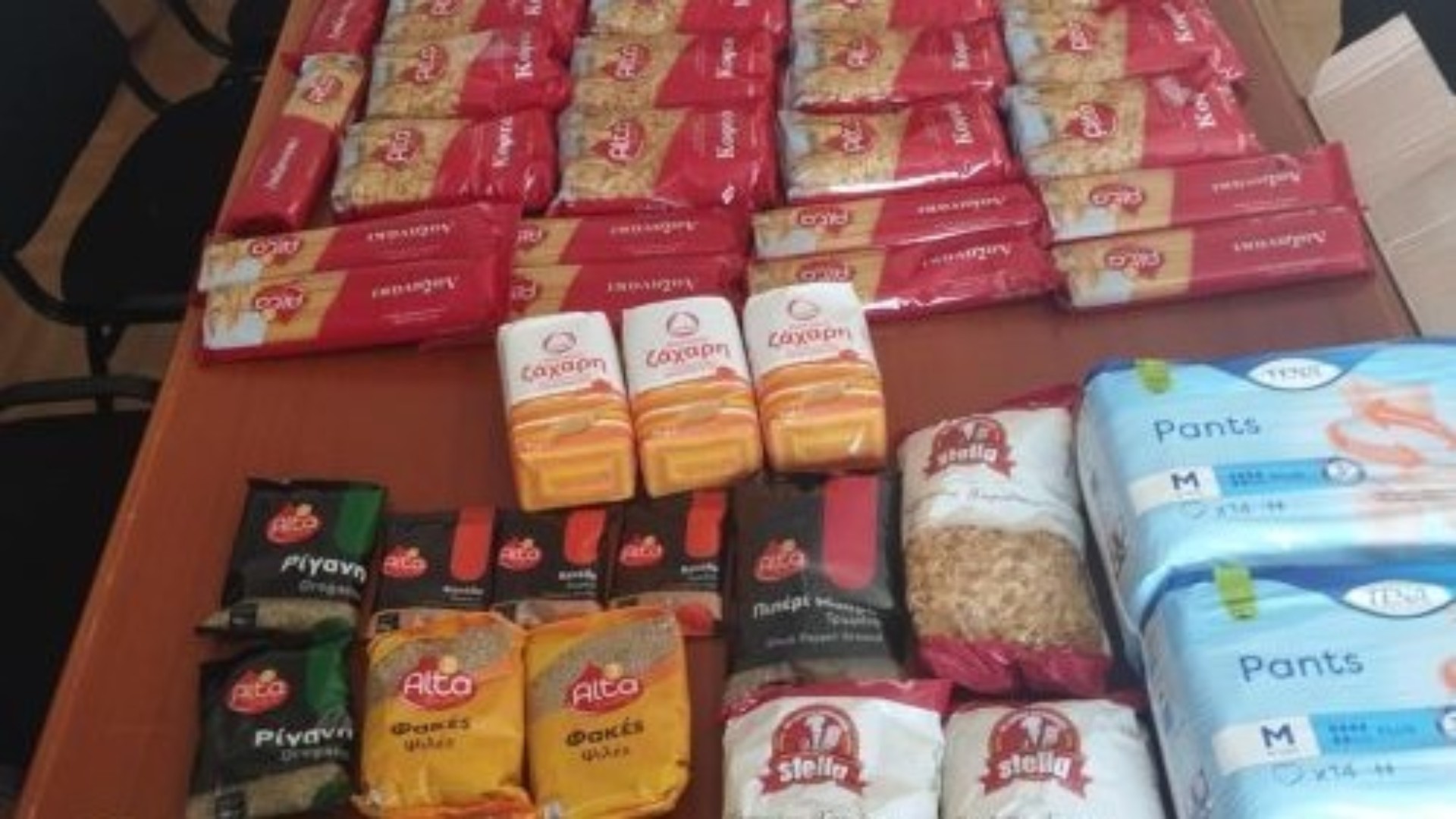 photo of previous delivery products arriving at charity