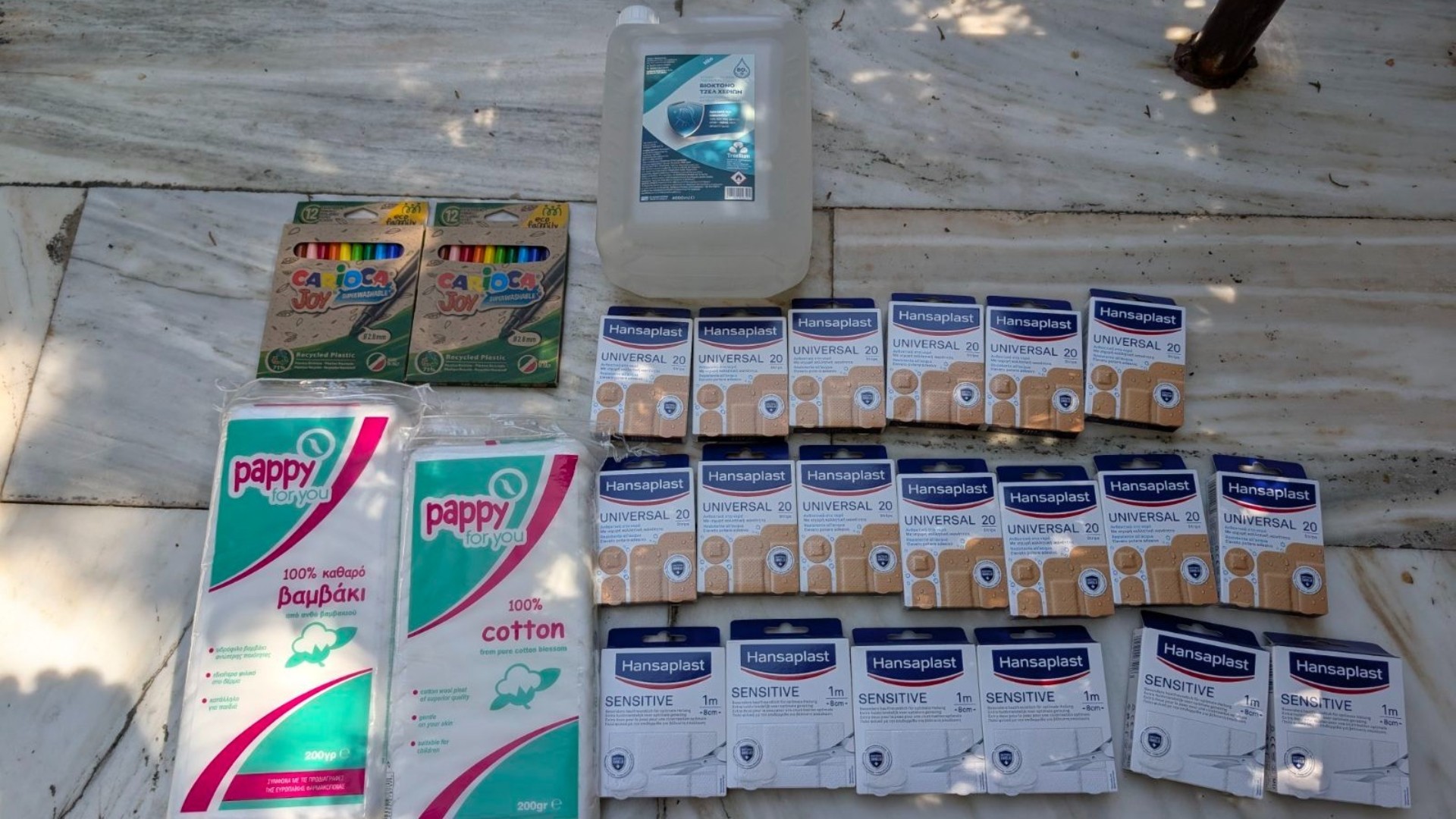 photo of previous delivery products arriving at charity