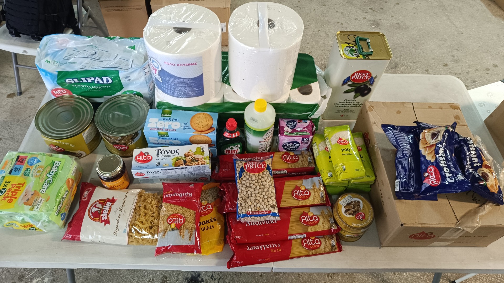 photo of previous delivery products arriving at charity