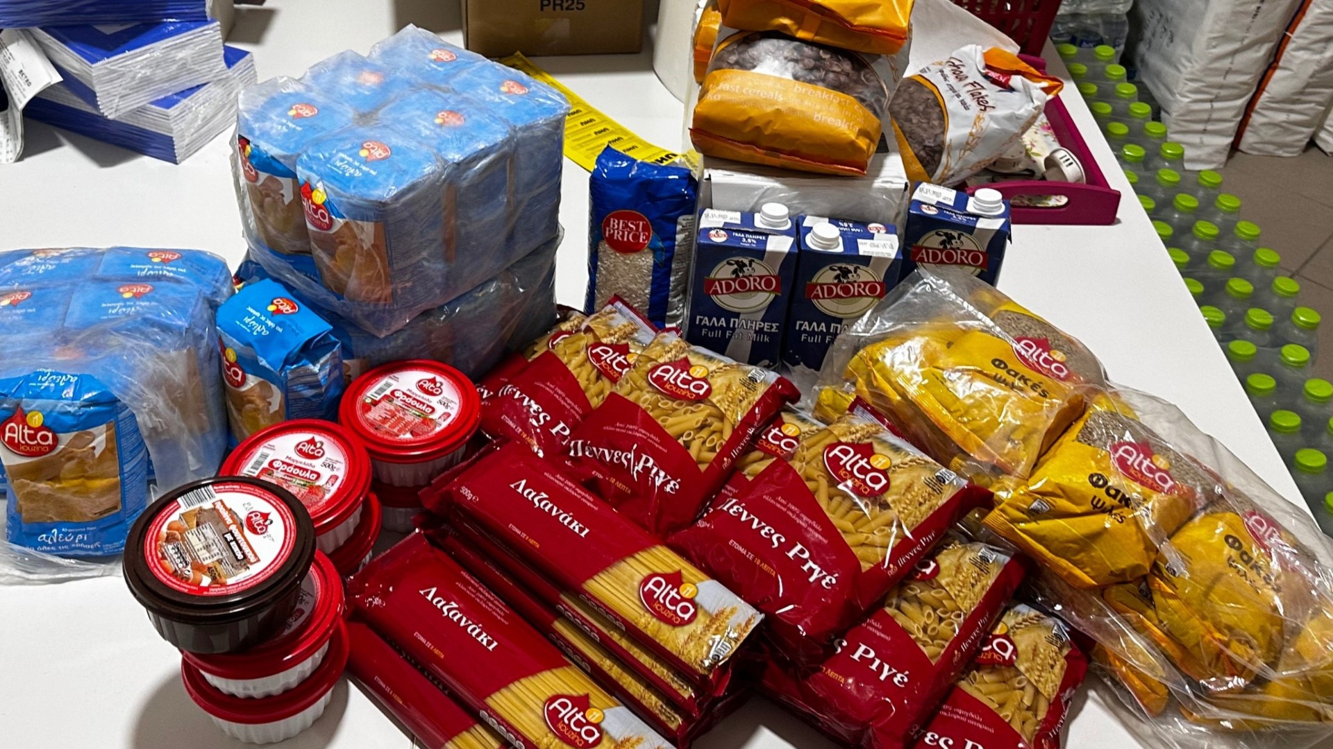 photo of previous delivery products arriving at charity