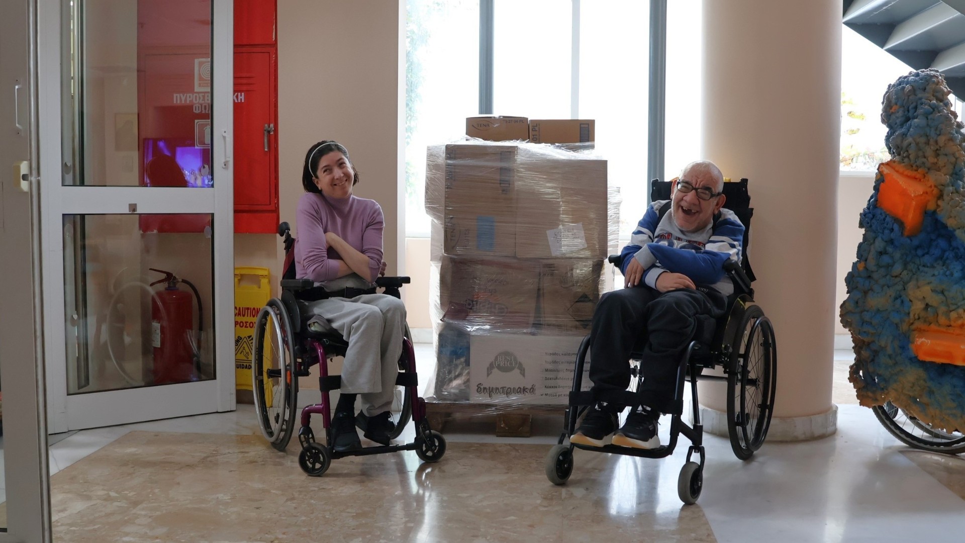 photo of previous delivery products arriving at charity