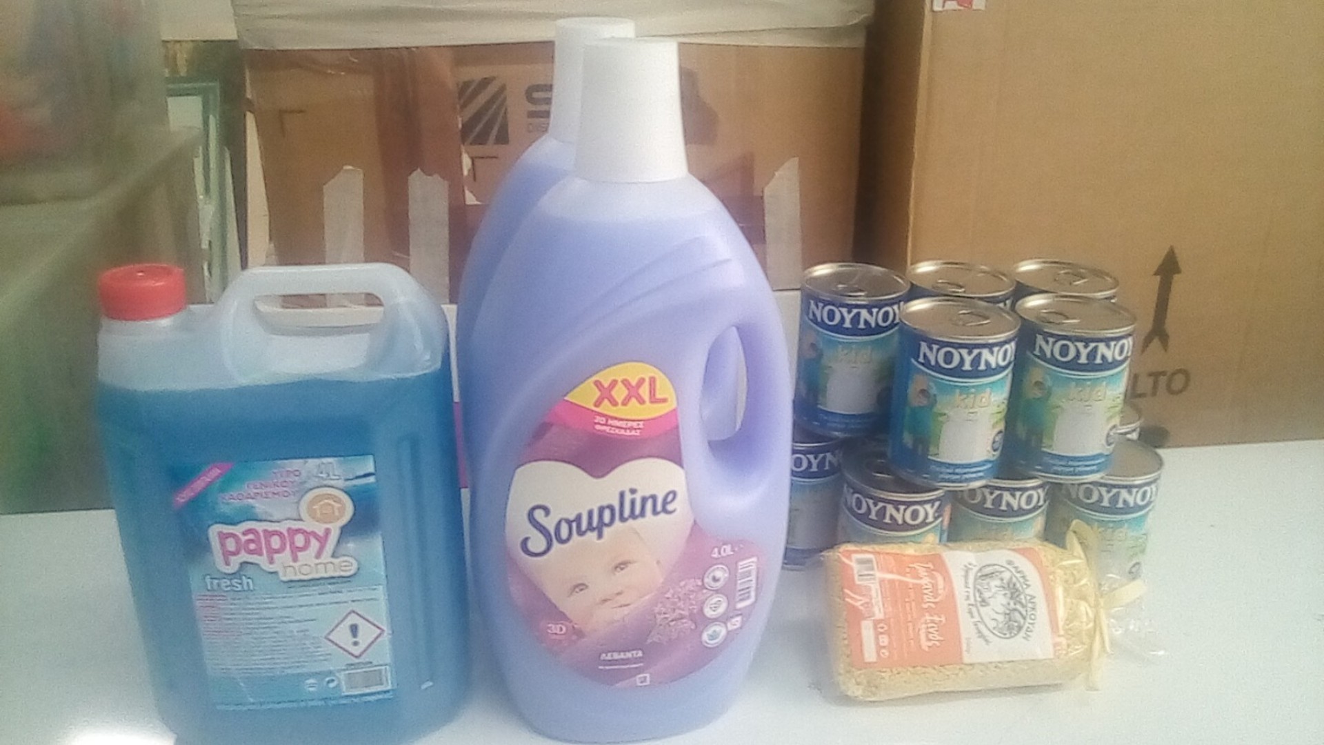 photo of previous delivery products arriving at charity