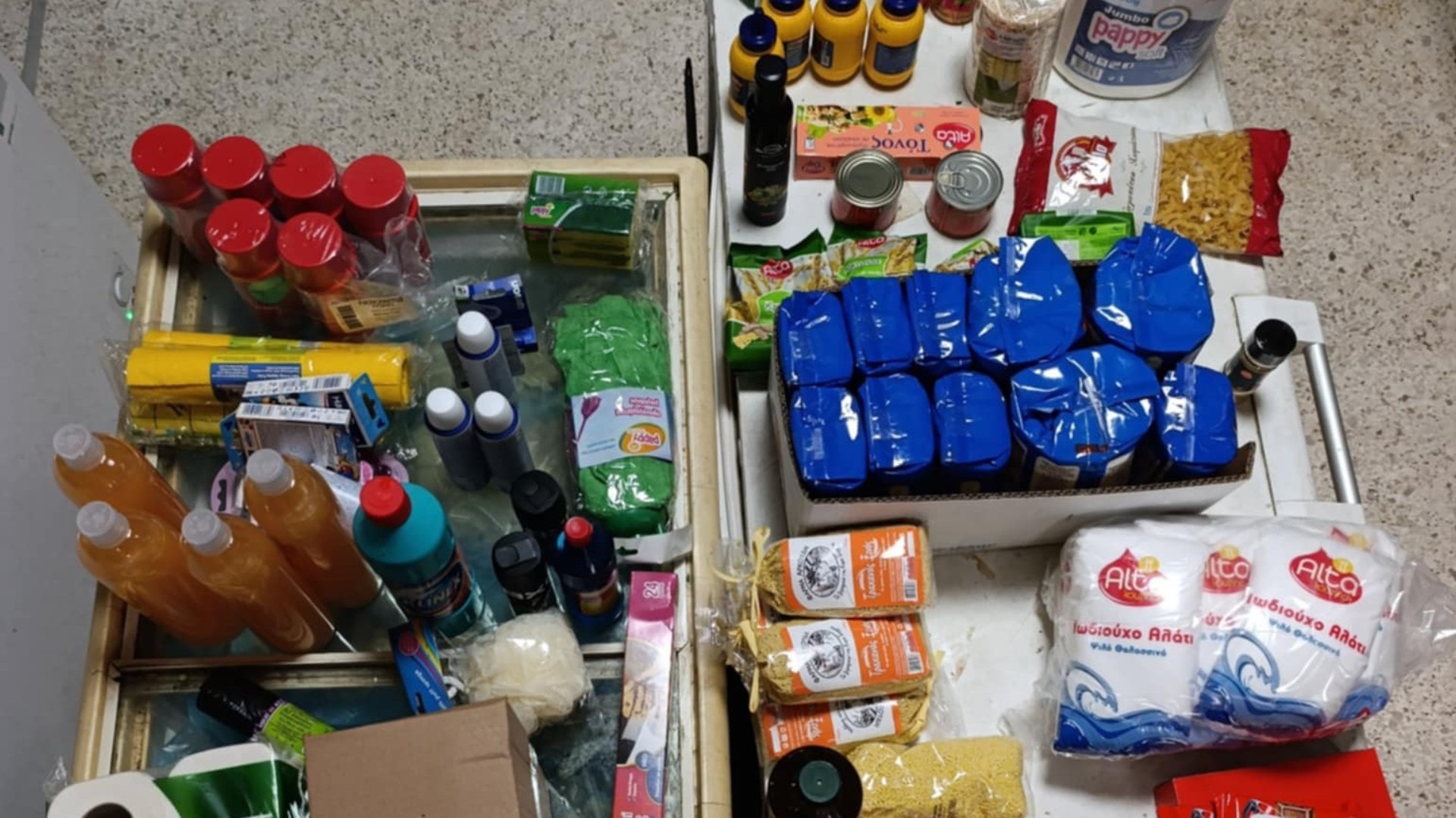 photo of previous delivery products arriving at charity