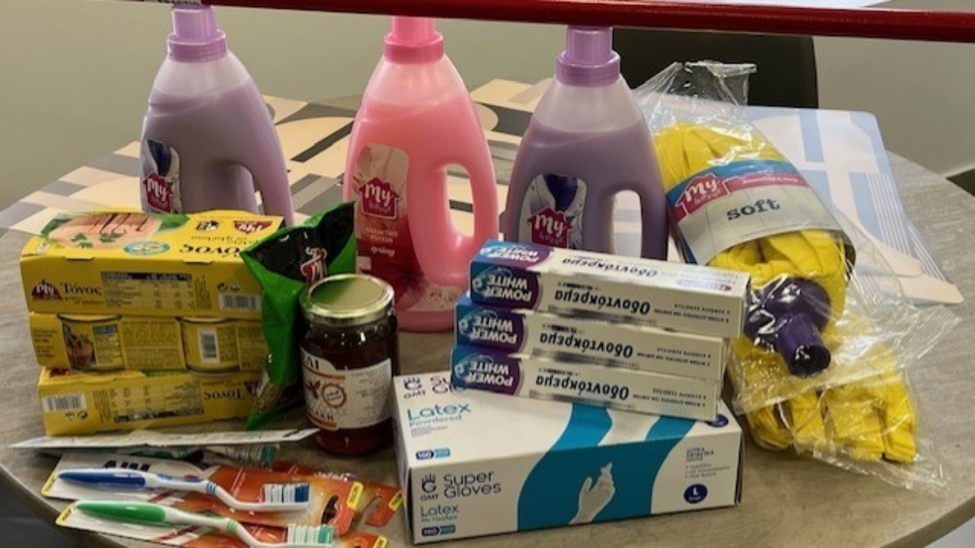 photo of previous delivery products arriving at charity