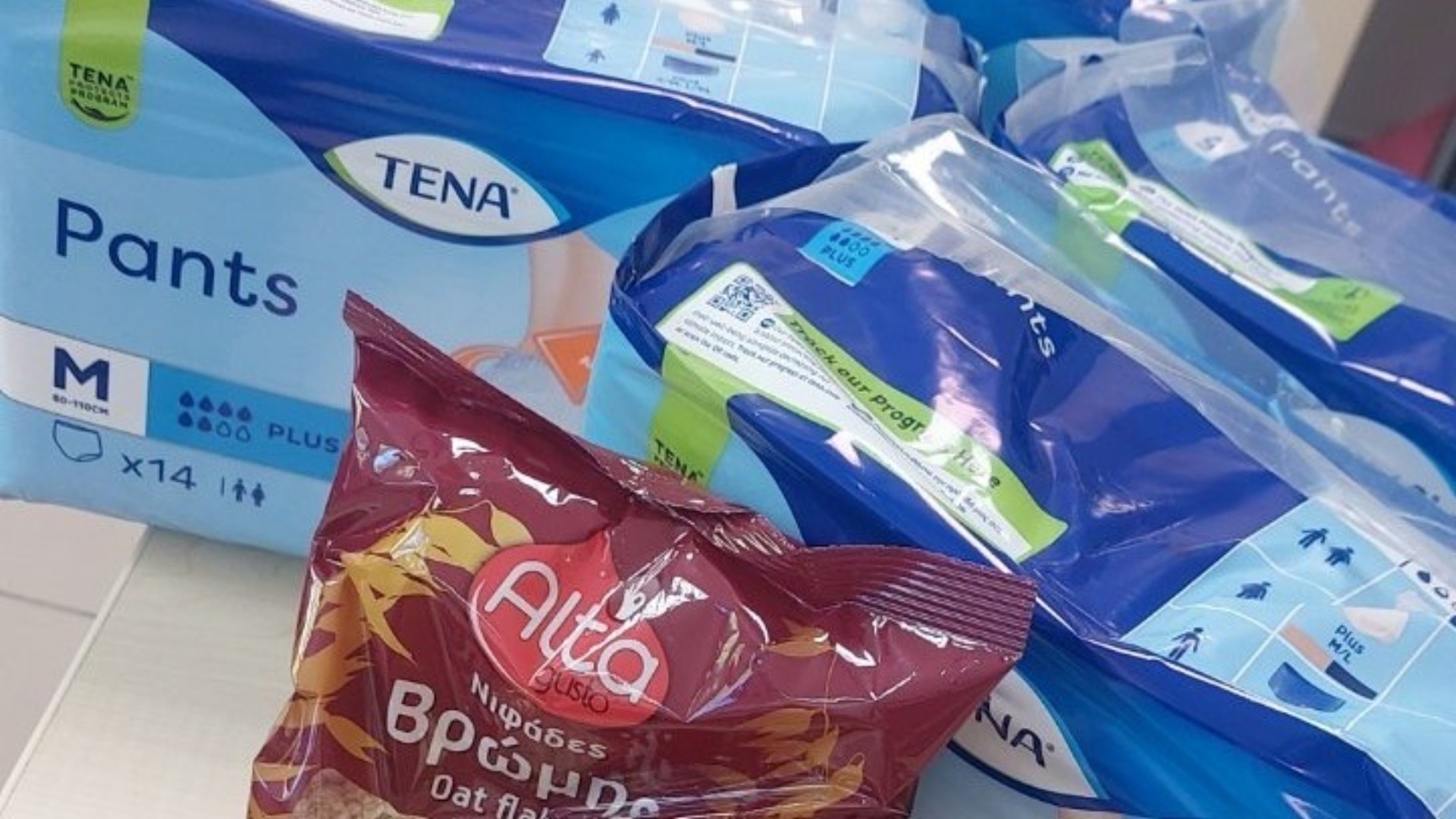 photo of previous delivery products arriving at charity
