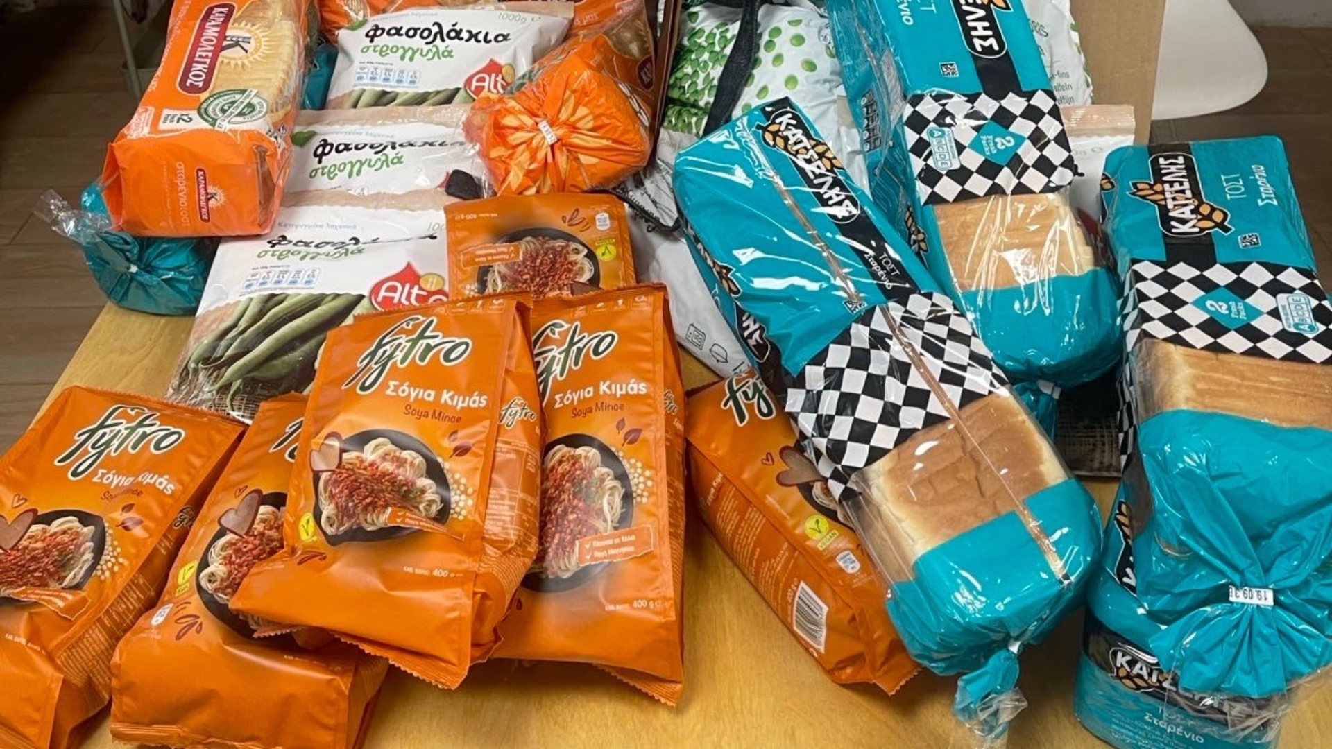 photo of previous delivery products arriving at charity