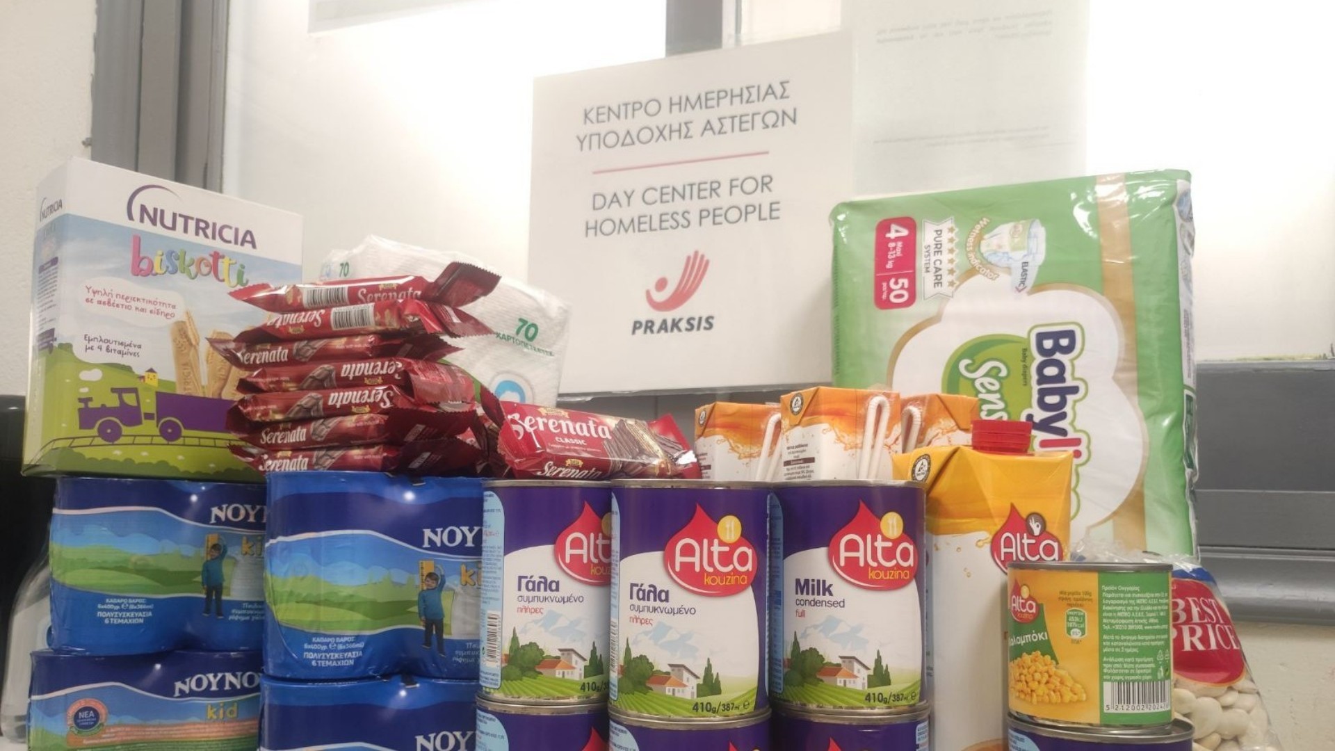 photo of previous delivery products arriving at charity