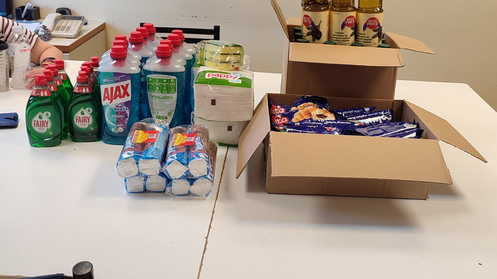 photo of previous delivery products arriving at charity