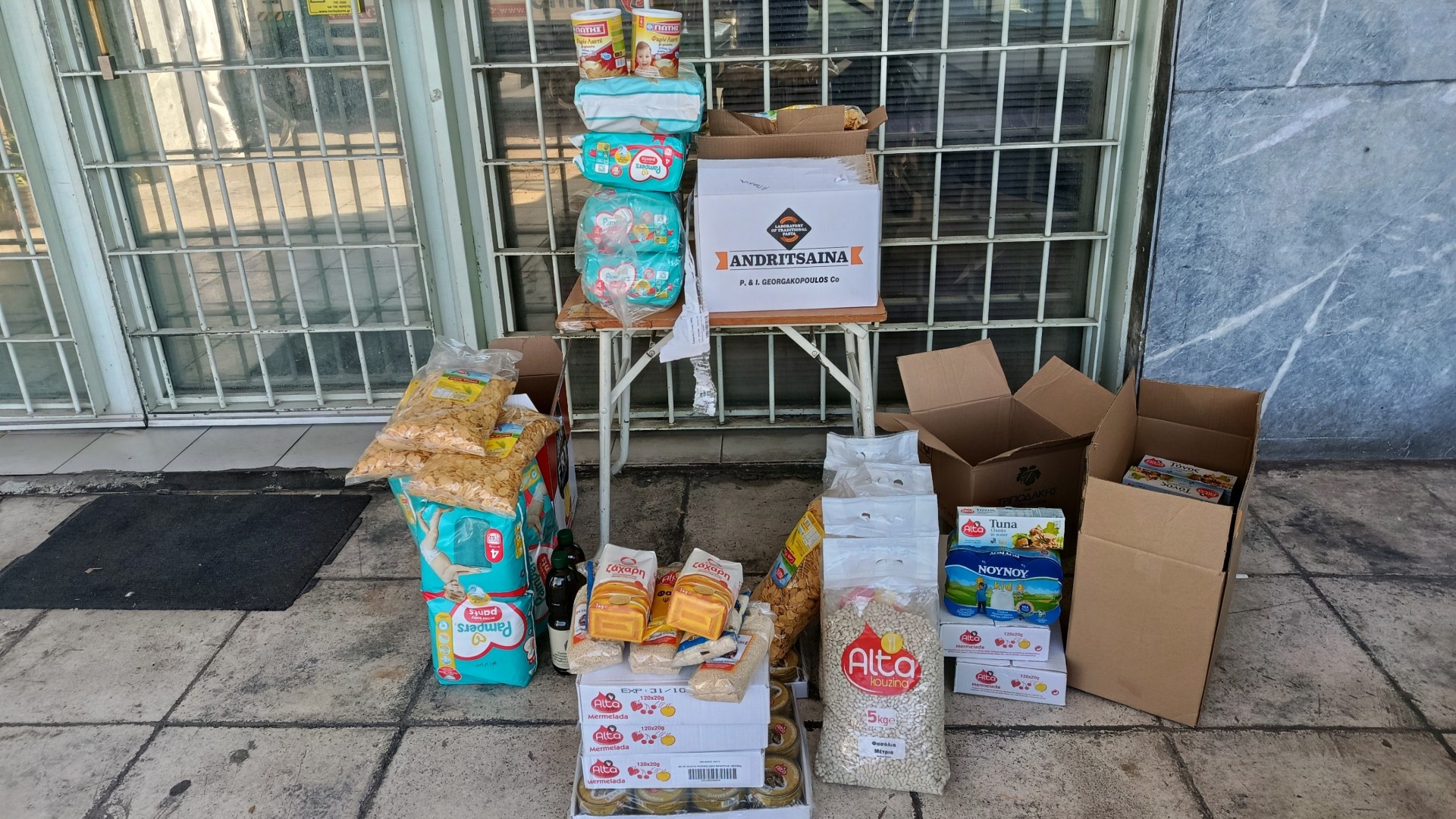 photo of previous delivery products arriving at charity