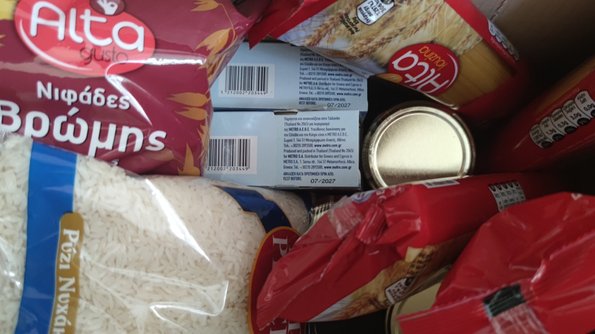 photo of previous delivery products arriving at charity