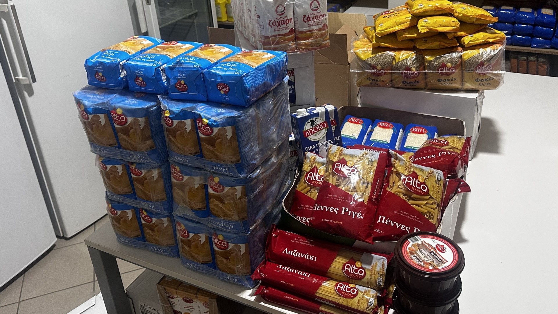 photo of previous delivery products arriving at charity