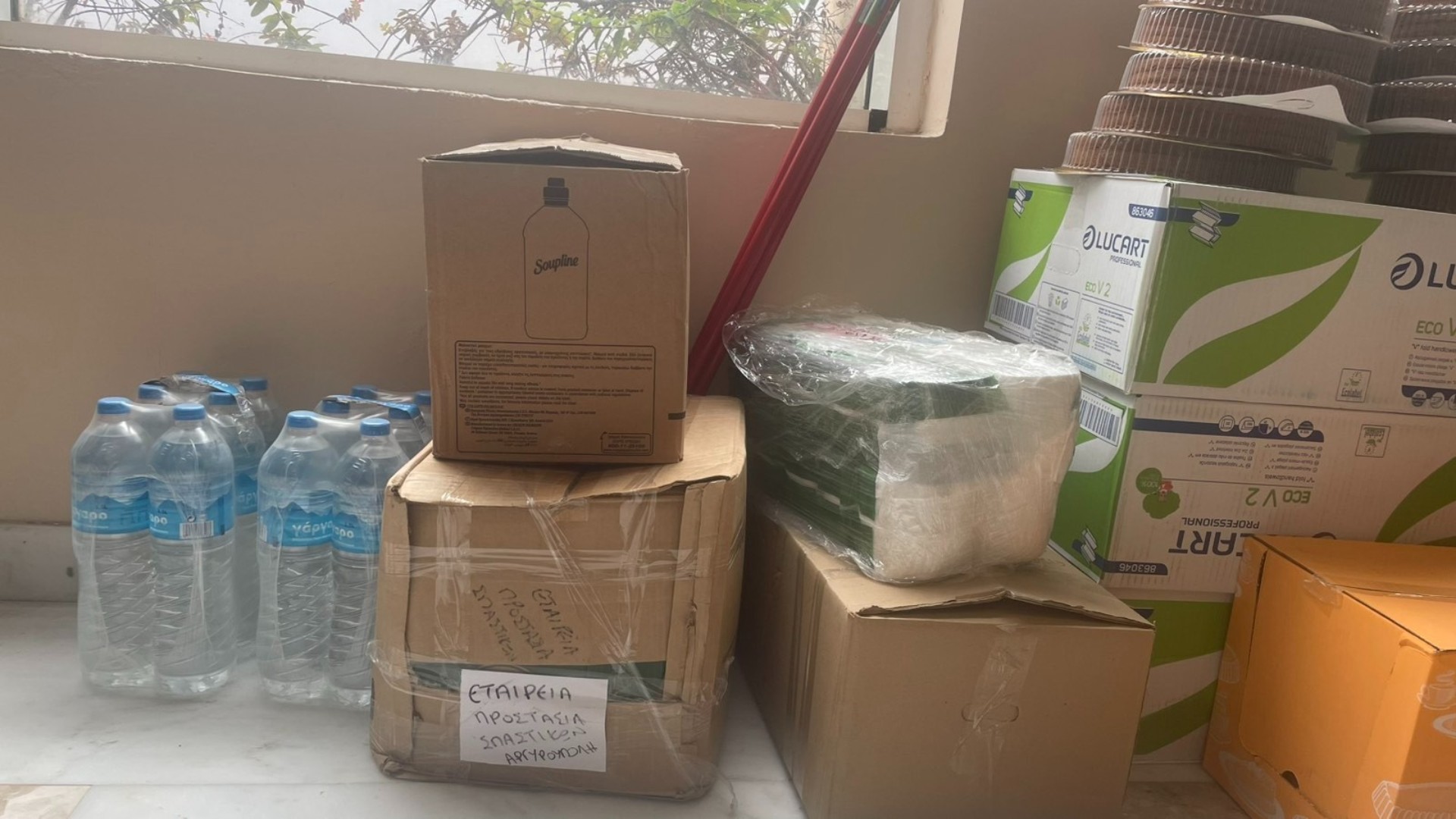 photo of previous delivery products arriving at charity