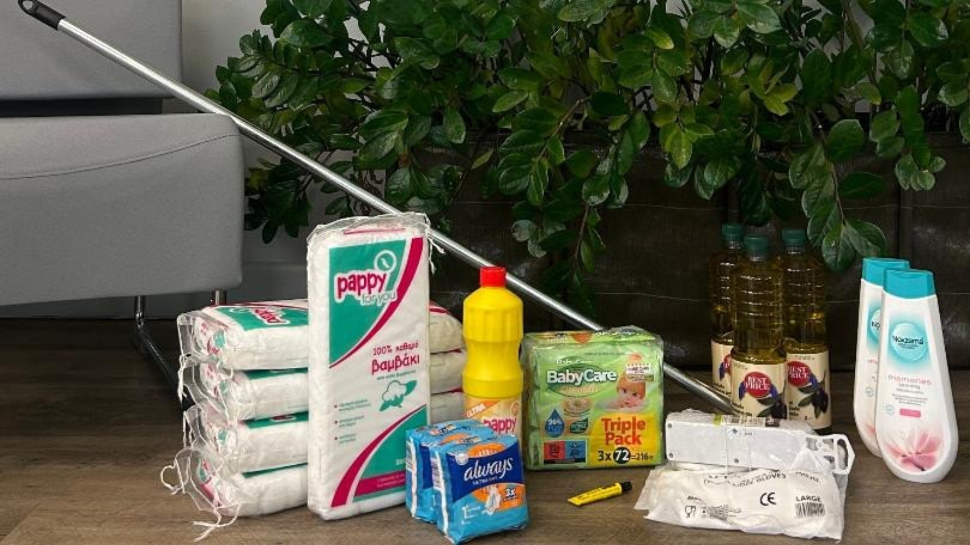 photo of previous delivery products arriving at charity
