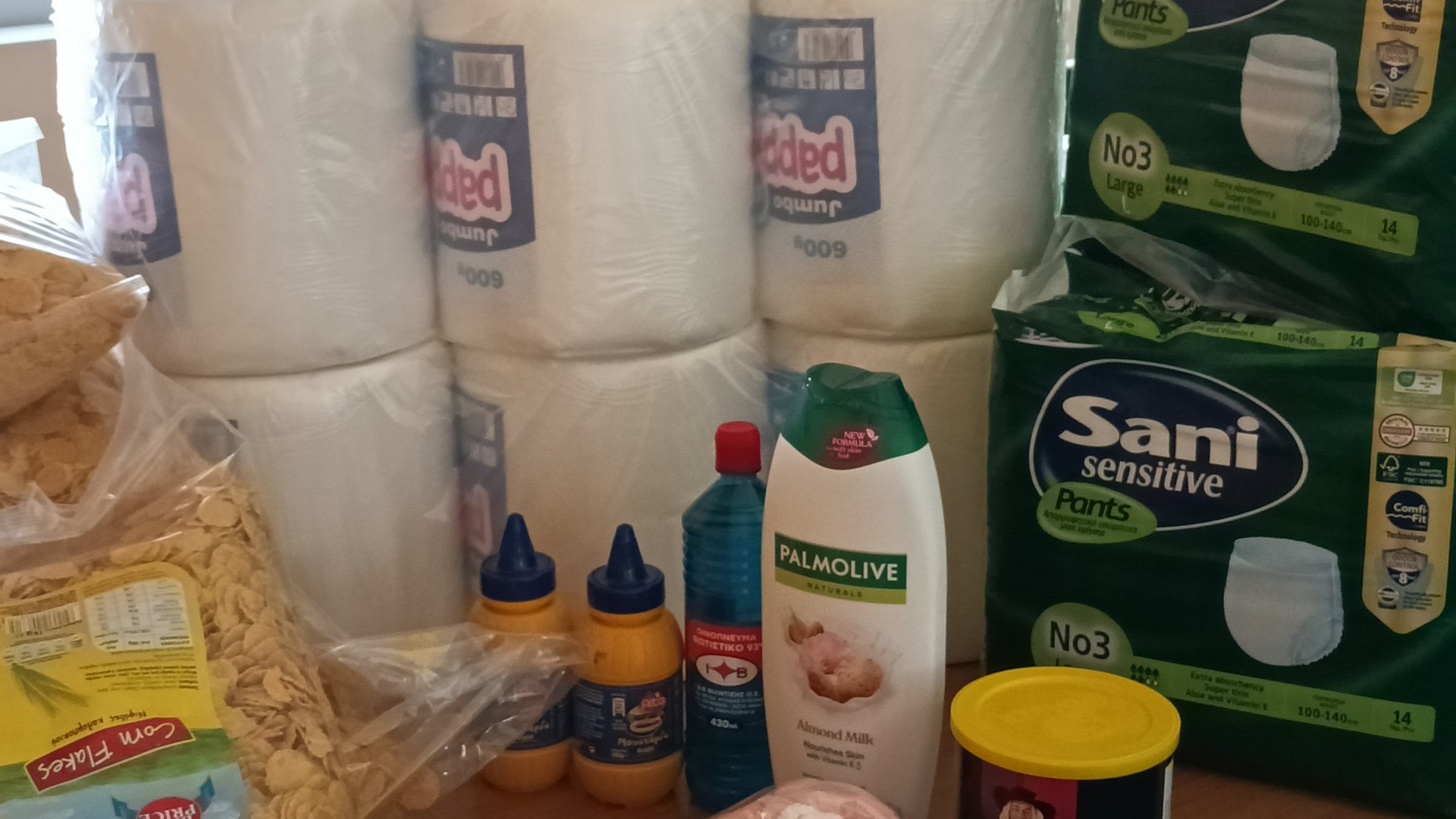 photo of previous delivery products arriving at charity