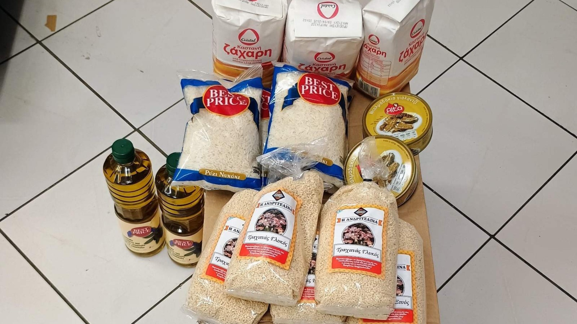 photo of previous delivery products arriving at charity