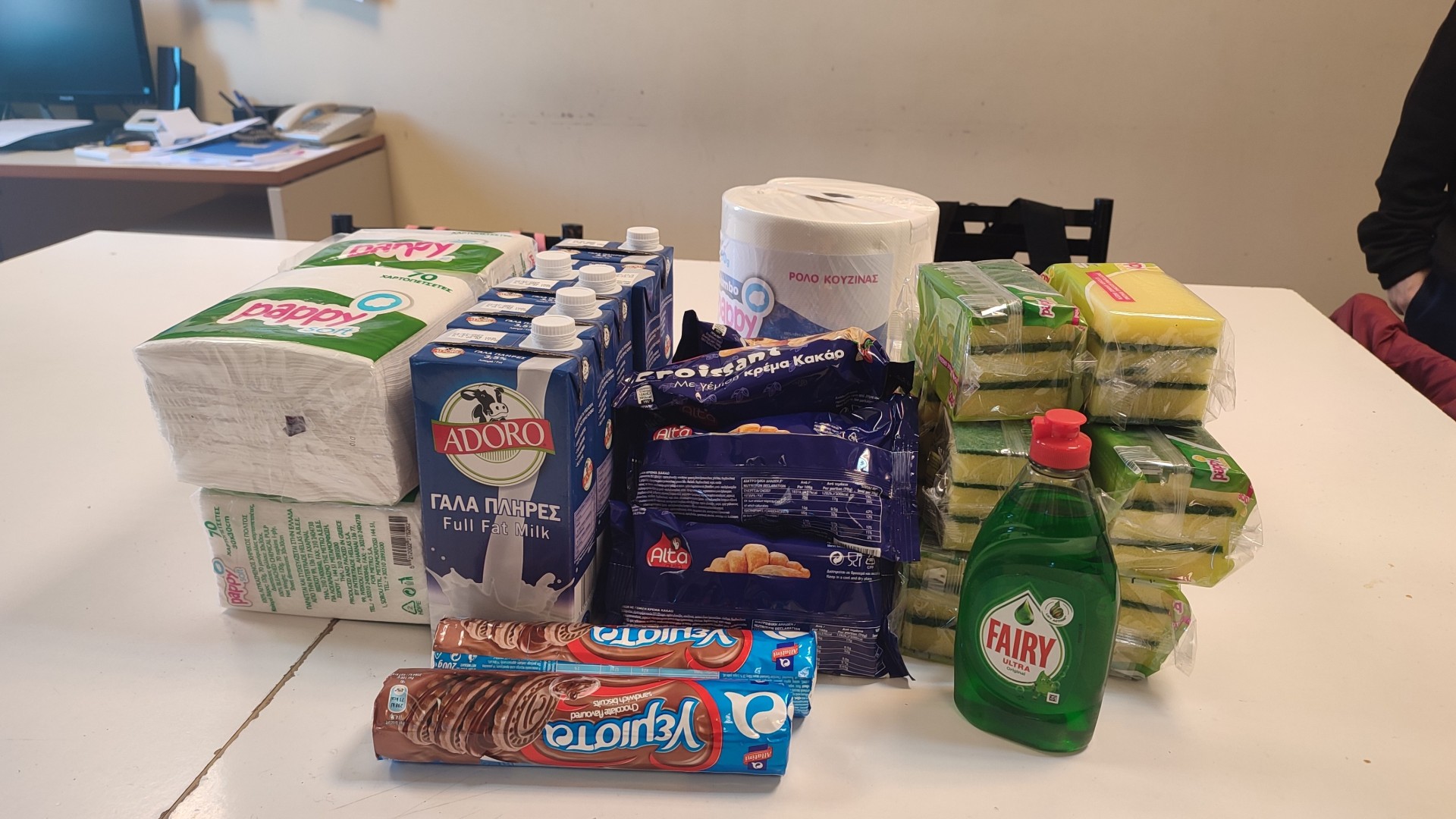 photo of previous delivery products arriving at charity