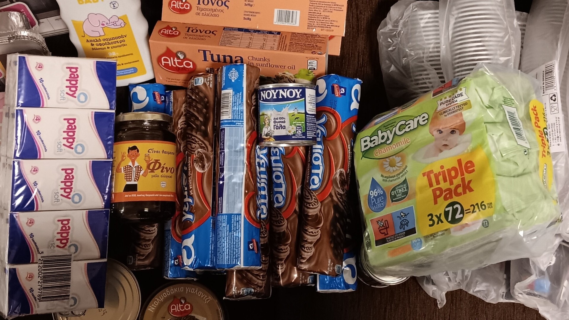 photo of previous delivery products arriving at charity