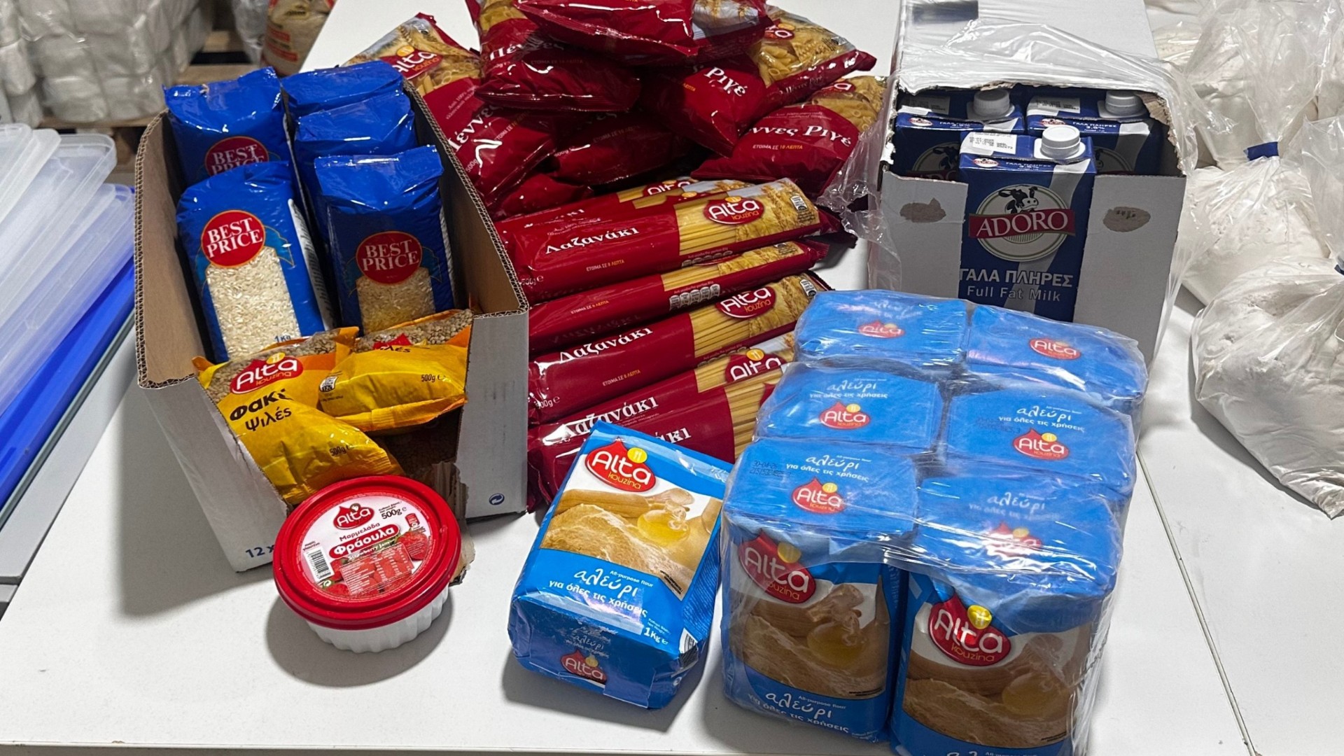 photo of previous delivery products arriving at charity