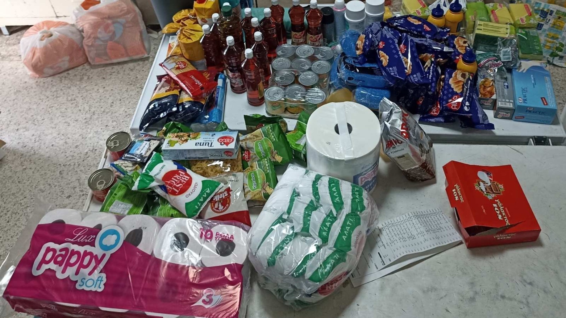 photo of previous delivery products arriving at charity