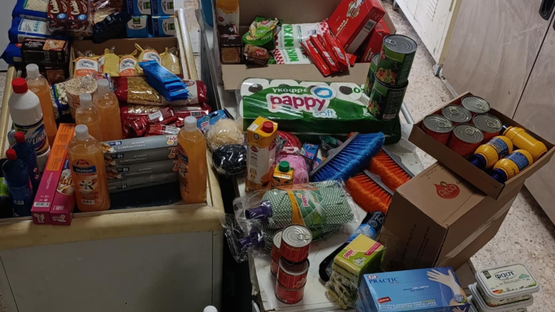 photo of previous delivery products arriving at charity
