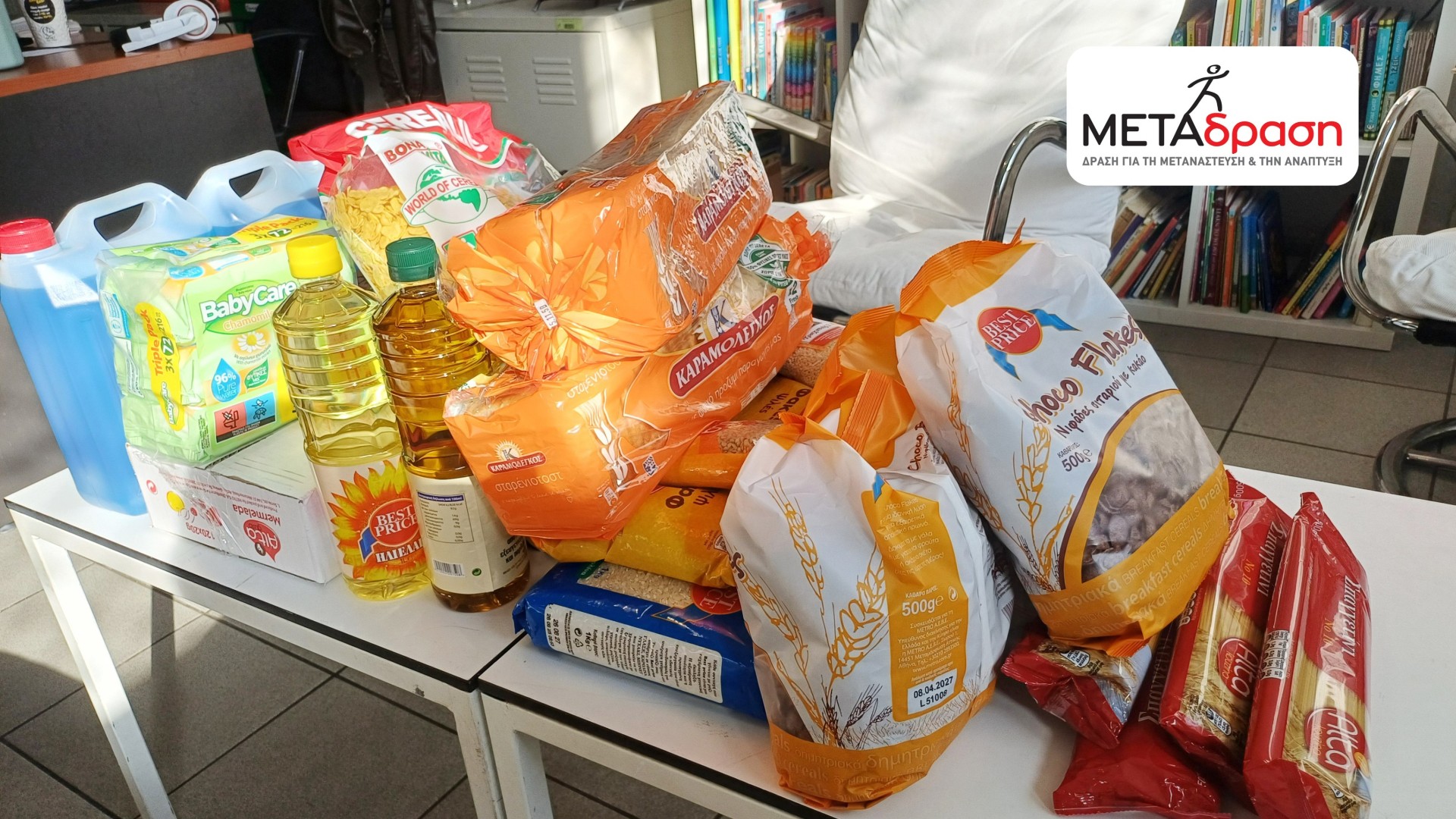 photo of previous delivery products arriving at charity