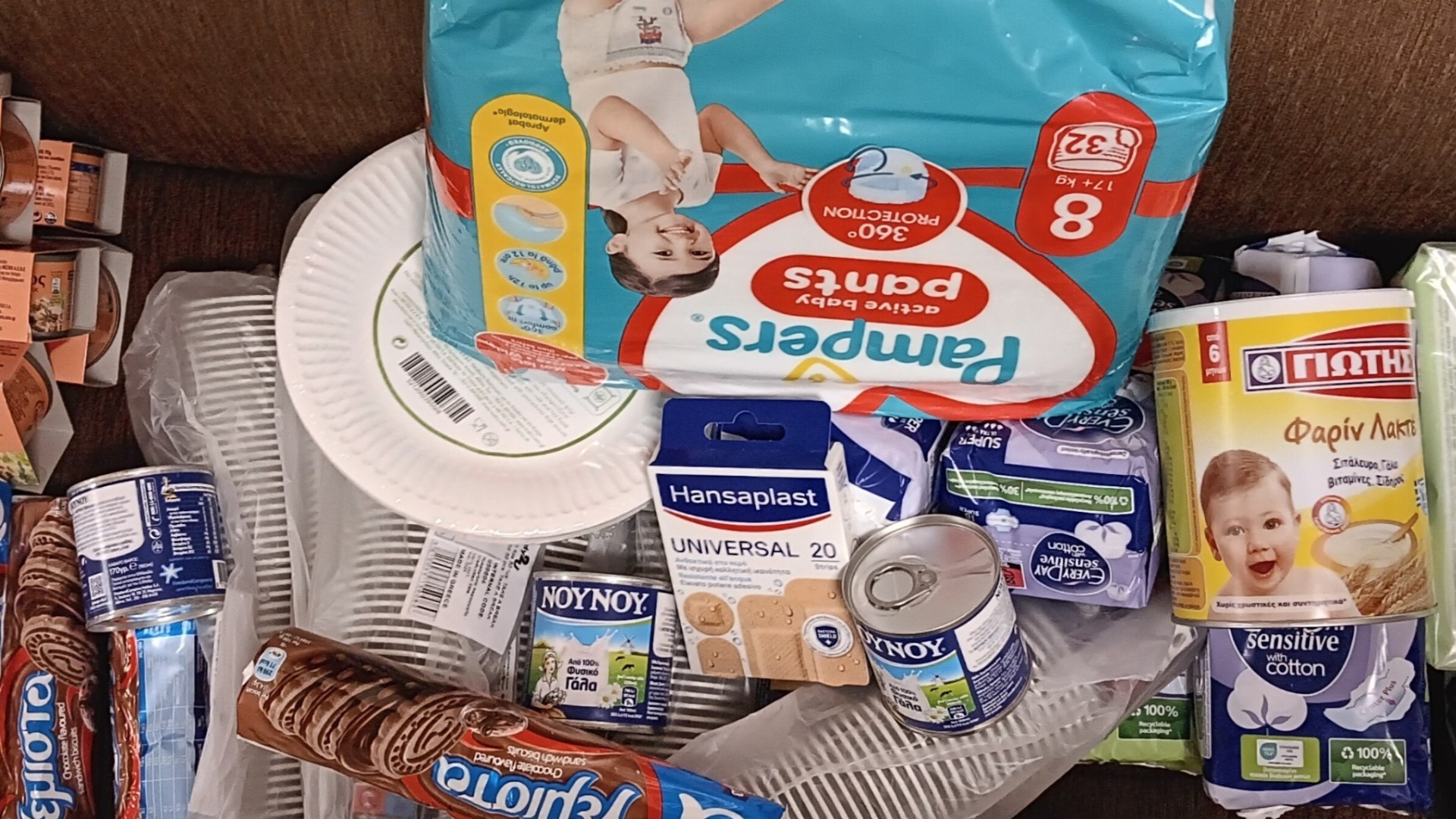 photo of previous delivery products arriving at charity