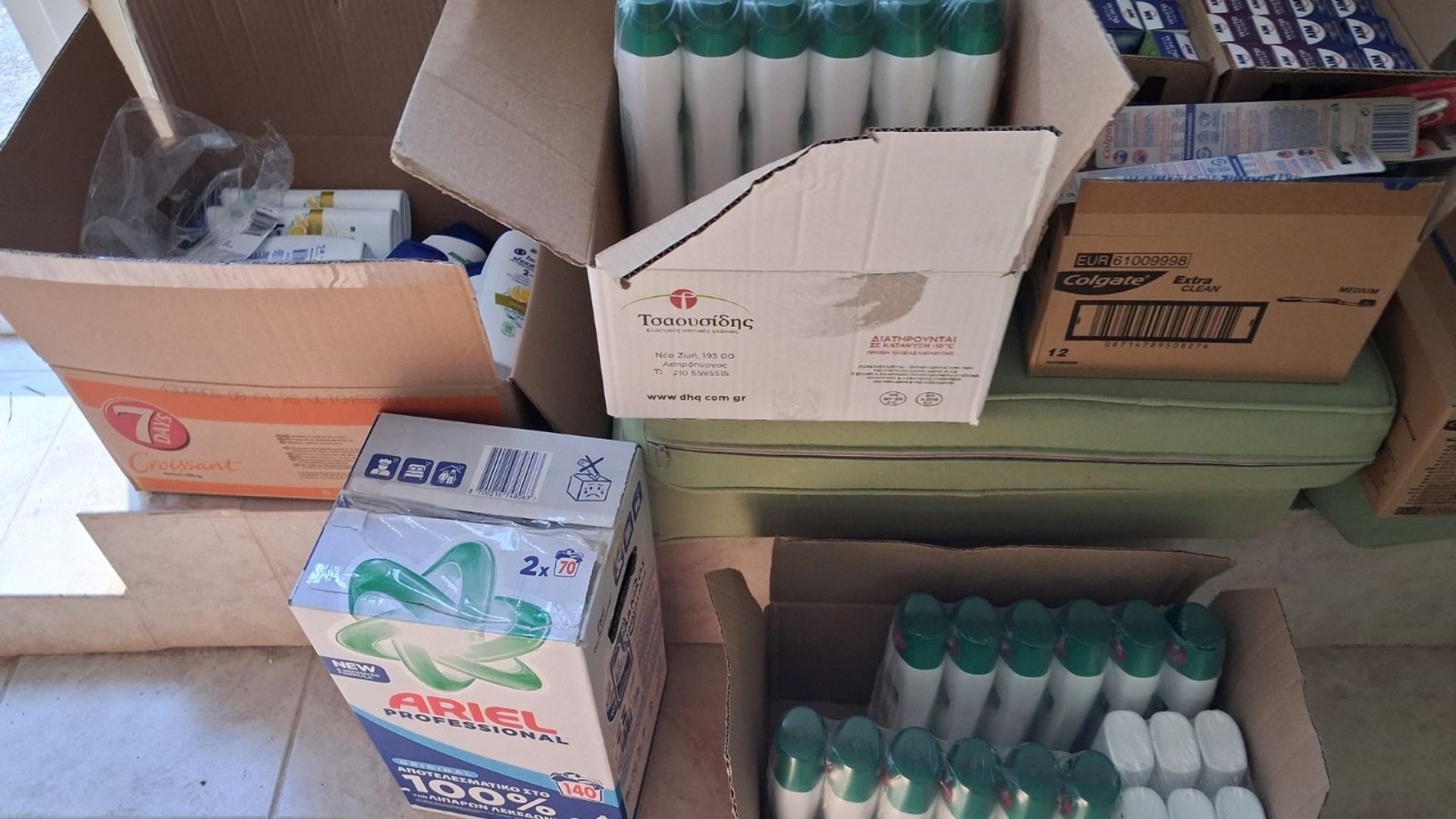 photo of previous delivery products arriving at charity