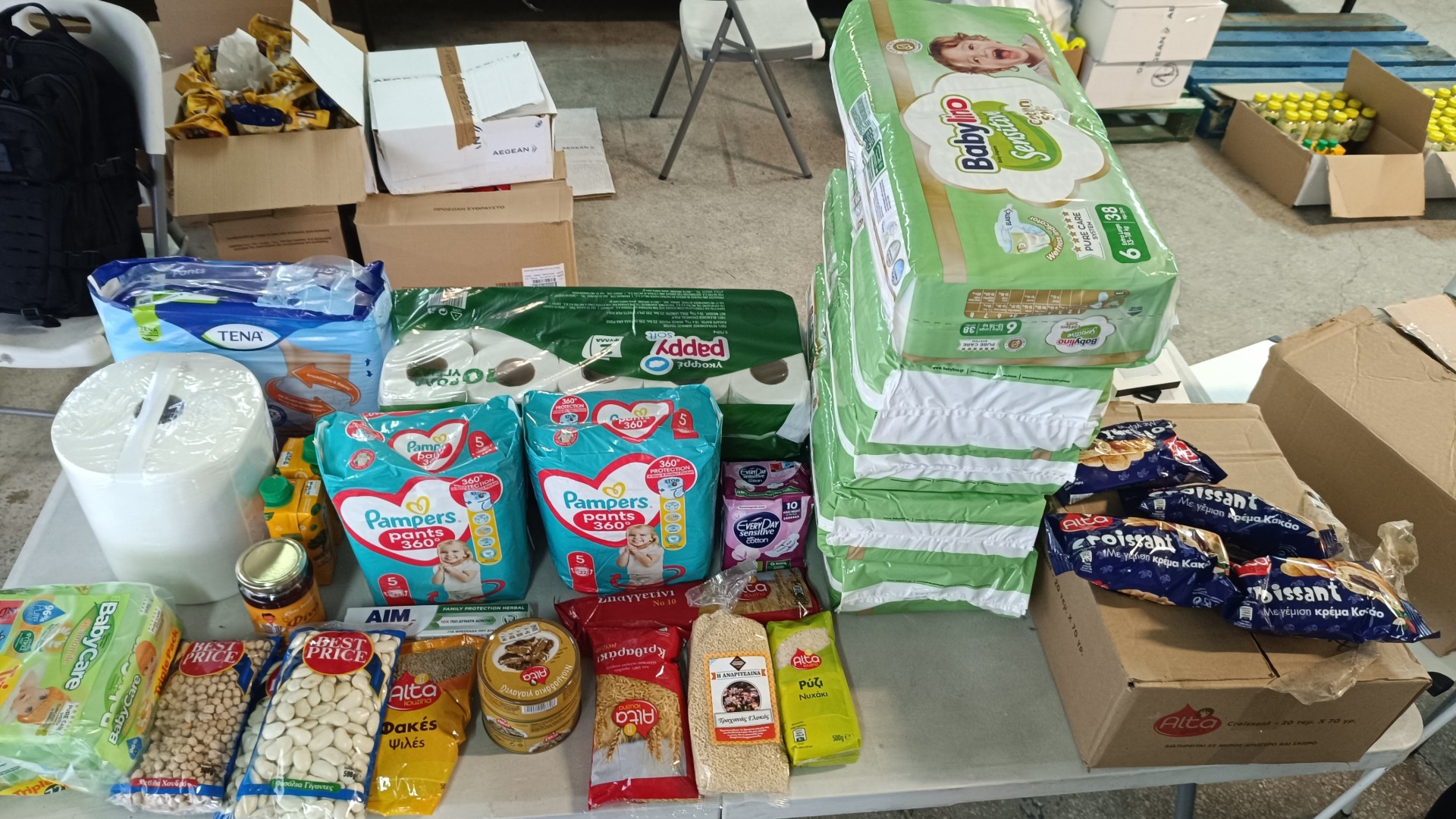 photo of previous delivery products arriving at charity