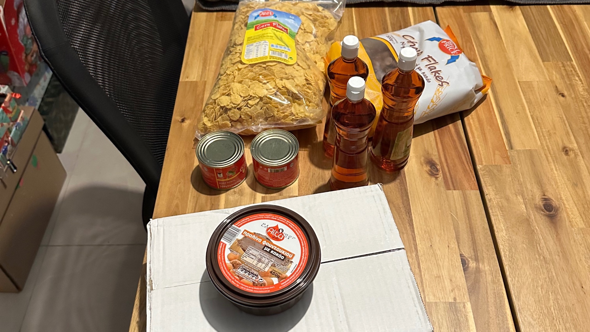 photo of previous delivery products arriving at charity