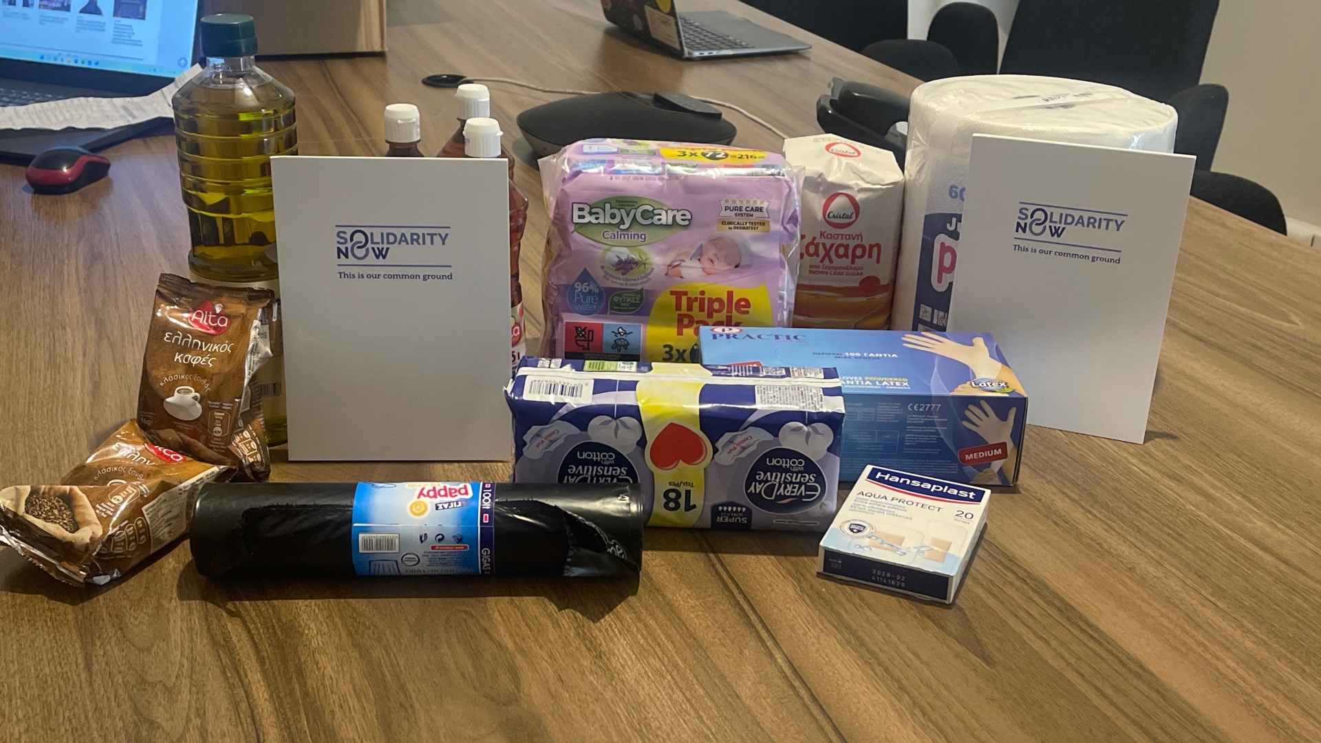 photo of previous delivery products arriving at charity