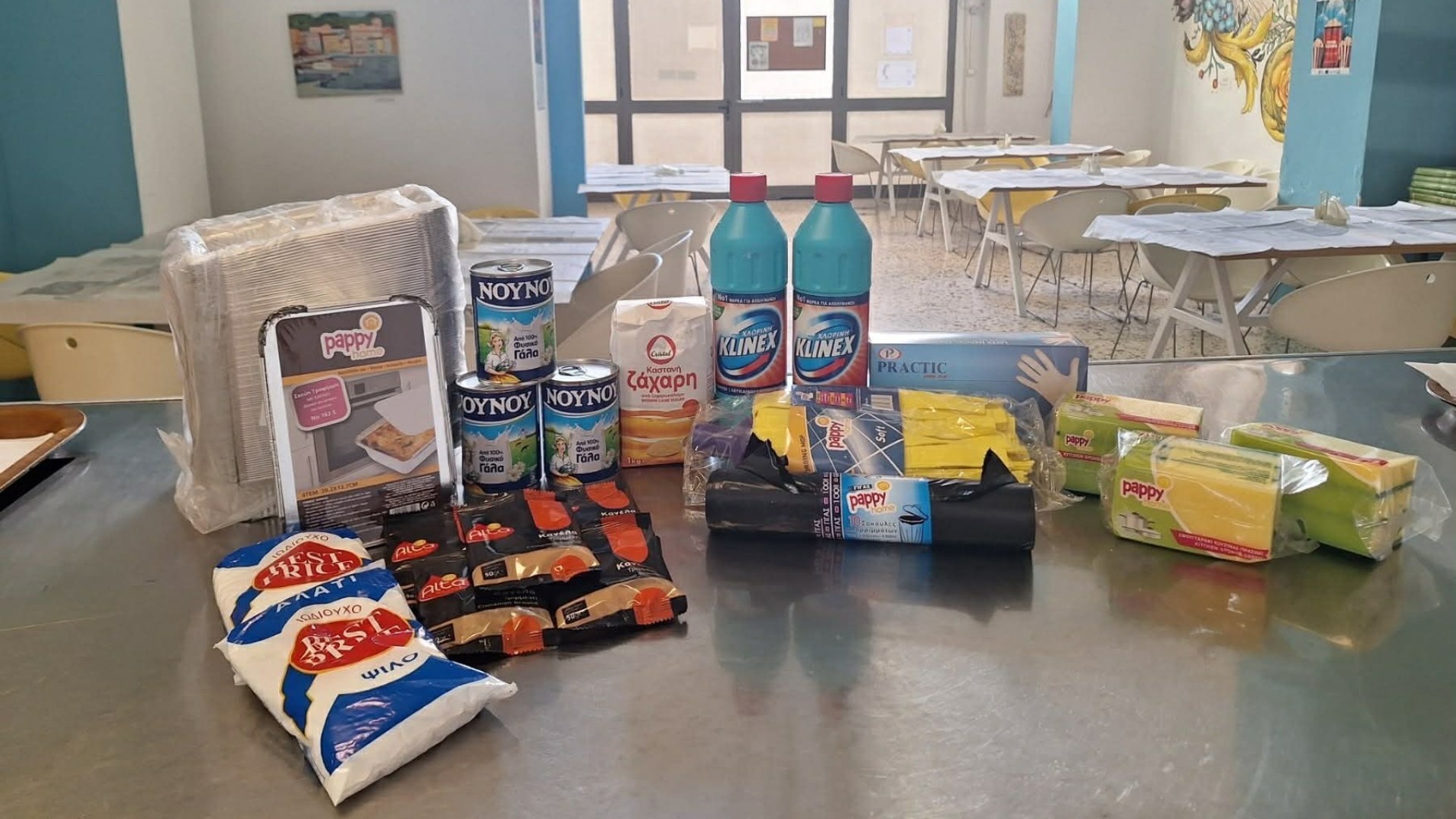 photo of previous delivery products arriving at charity